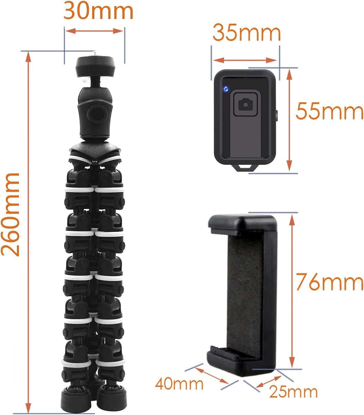 Linkcool Octopus Phone Tripod with Wireless Remote - Flexible Stand Holder for iPhone, Smartphones, GoPro & Cameras | Perfect for Travel, Vlogging, Selfies & Tabletop Photography