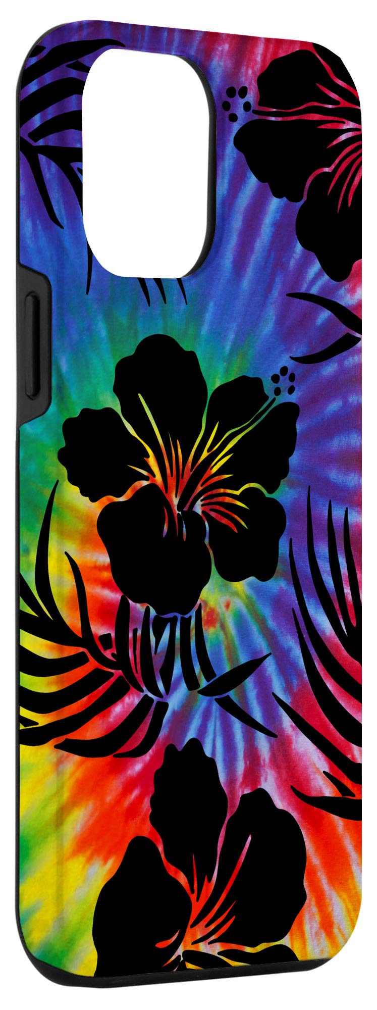 iPhone 12 Pro Max Case - Tie Dye Hawaiian Hibiscus Tropical Floral Rainbow Design | Protective Phone Cover for Beach Vacation, Summer Travel & Boho Style Fashion Accessory