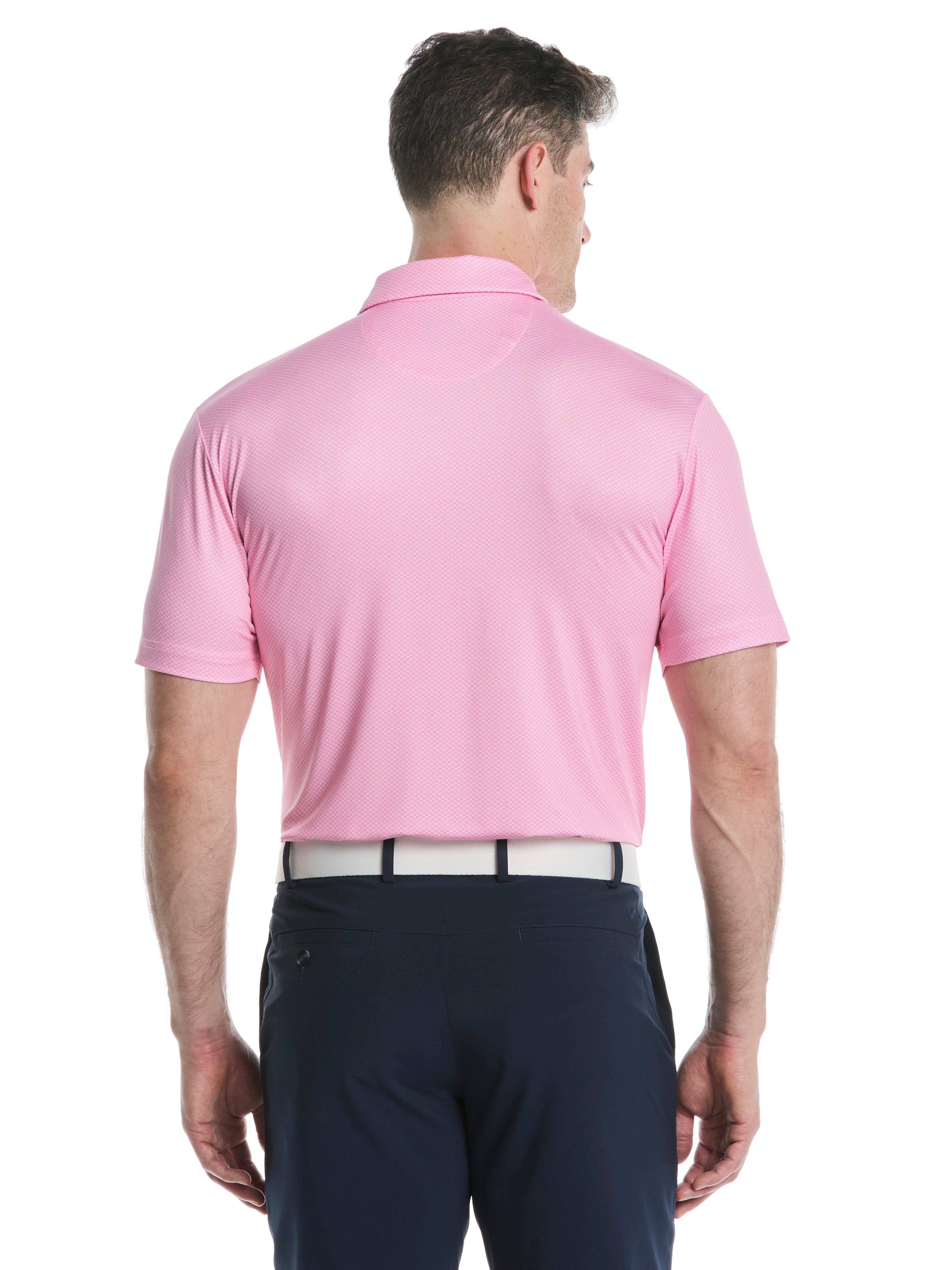 Men's Heather Geo Print Golf Polo Shirt - Moisture Wicking, UV Protection & Breathable for Golf, Casual Wear & Outdoor Activities