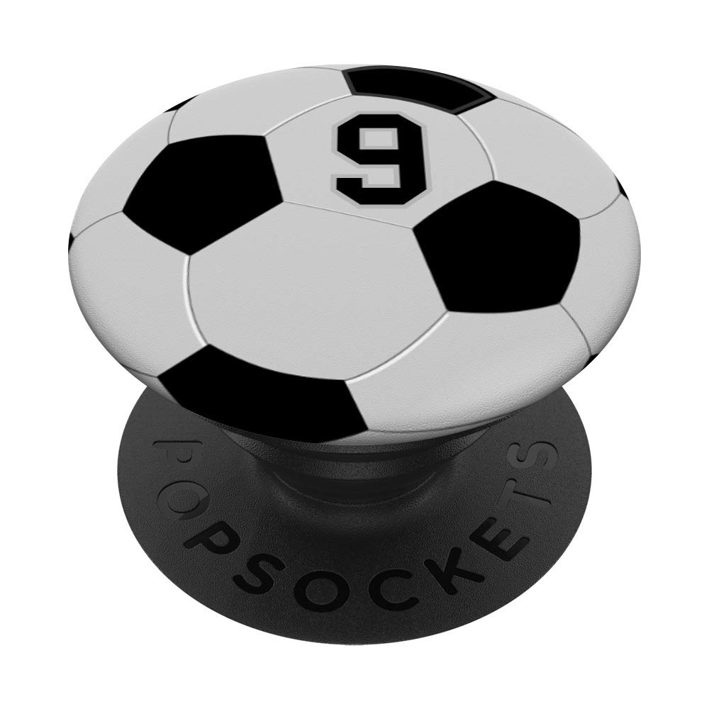 Soccer Ball Number 9 Phone Stand PopSocket: Swappable Grip for Phones & Tablets - Perfect for Sports Fans & On-the-Go Use