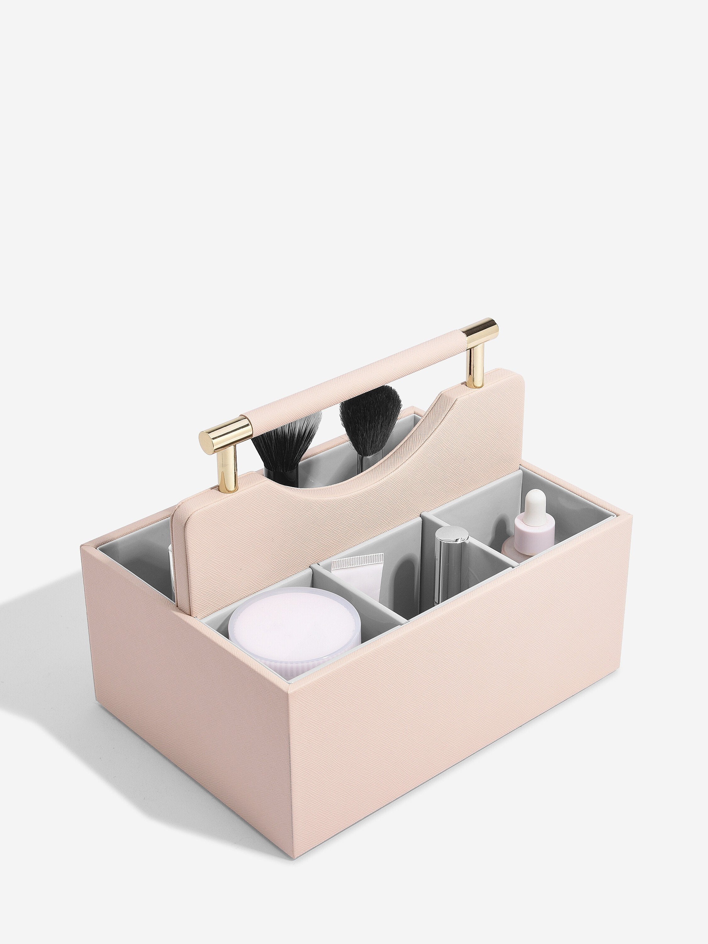 Classic Size Cosmetic Organizer - Blush or Taupe Color | Perfect for Makeup Storage & Vanity Organization | Travel & Home Use Beauty Case