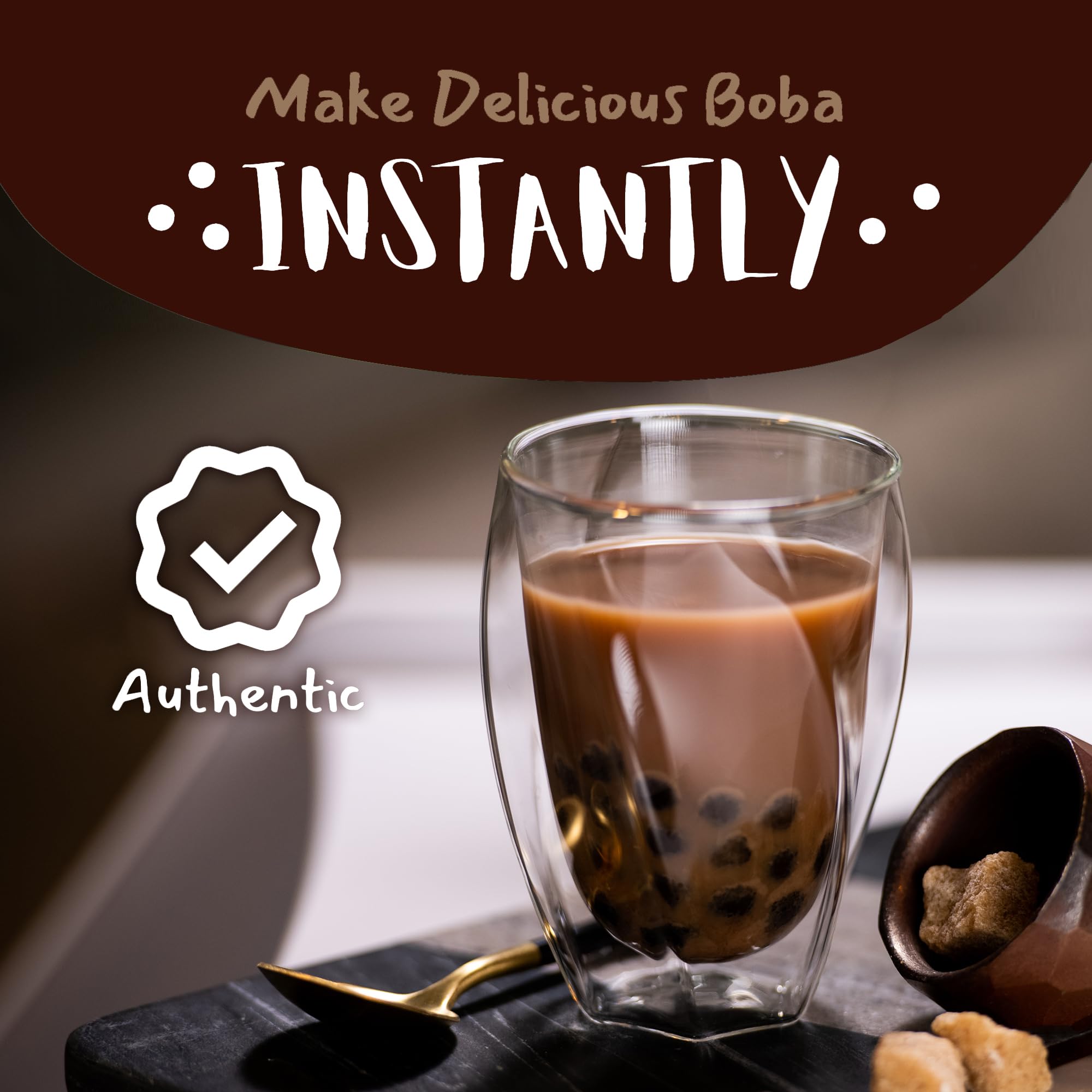 Flavfar Premium Instant Vietnamese Coffee Boba Kit with Chewy Tapioca Pearls | Quick 25-Second Preparation | Includes Boba Straws for Ultimate Bubble Tea Experience | Perfect Gift for Tea Lovers - 5 Servings | Enjoy at Home, Office or Parties