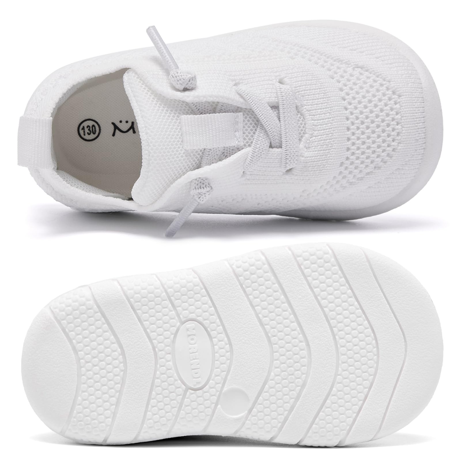 MORENDL Toddler Walking Shoes - Barefoot Sneakers for Baby & Infant with Non-Slip Sole | Lightweight & Breathable | Outdoor & Indoor Play, Tennis, Park, School (Sizes 0-24 Months)