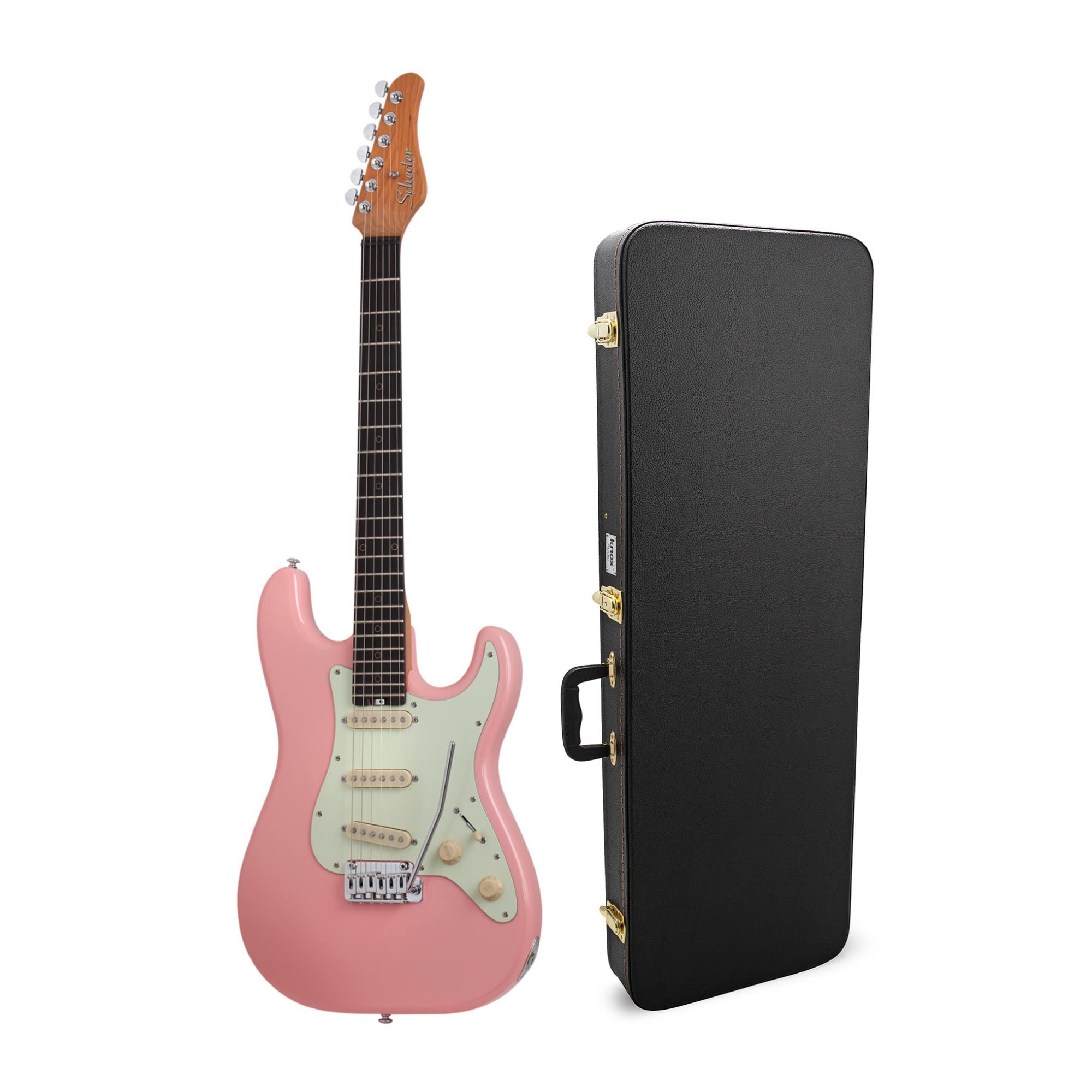 Schecter Nick Johnston Traditional Electric Guitar in Atomic Coral with Hard Shell Case - Professional Grade Guitar for Rock, Blues & Studio Recording