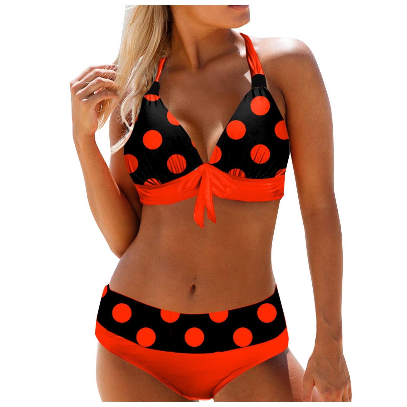 **Women's High Waist Sexy Polka Dot Bikini Set - Tummy Control Swimsuit with Removable Chest Pads, No Steel Wire - Perfect for Beach, Pool & Summer Vacations**