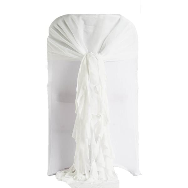Elegant Premium Chair Cover with Curly Chiffon Ruffled Sashes - Perfect for Weddings, Banquets & Home Decor