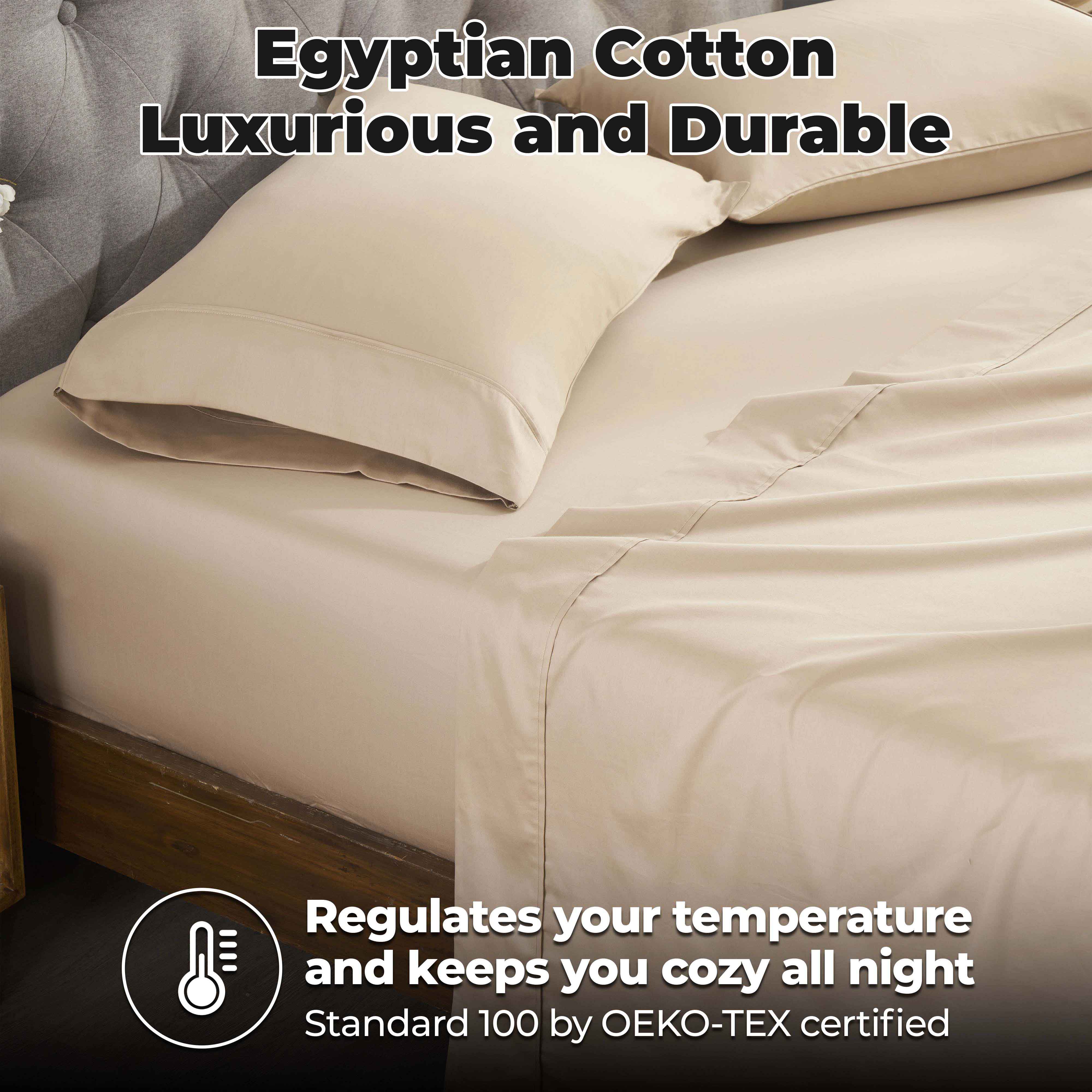Premium 400 Thread Count Egyptian Cotton Bed Sheet Set - Soft, Breathable & Durable for Ultimate Comfort - Perfect for Luxury Bedrooms & Hotels