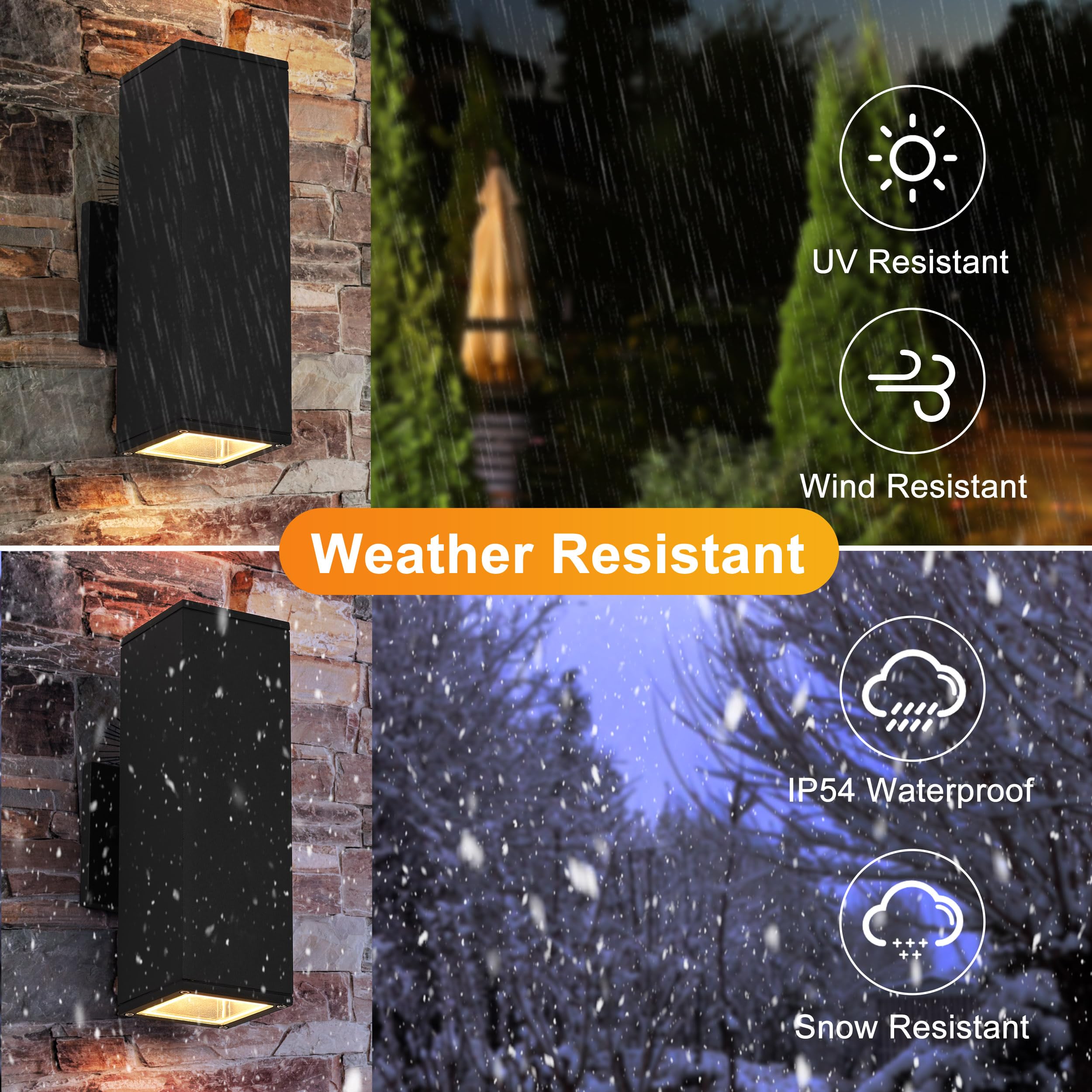 2 Pack Outdoor Wall Lights - Waterproof & Anti-Rust Black Aluminum Sconce Fixtures for Porch, Garage, Doorway - Perfect for Home Exterior Lighting & Nighttime Safety (YOFOVI)