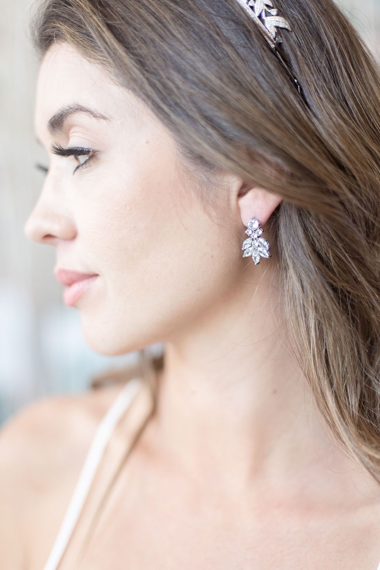 CRESSIDA Rose Gold Simulated Diamond Cluster Earrings for Women - Elegant Cubic Zirconia CZ Stud Earrings for Wedding, Party & Special Occasions