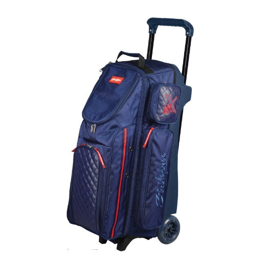 KR Strikeforce Diamond Navy Triple Roller Premium Bowling Bag - Durable 3-Ball Rolling Bowling Bag for Men & Women - Perfect for League Play, Tournaments & Practice Sessions
