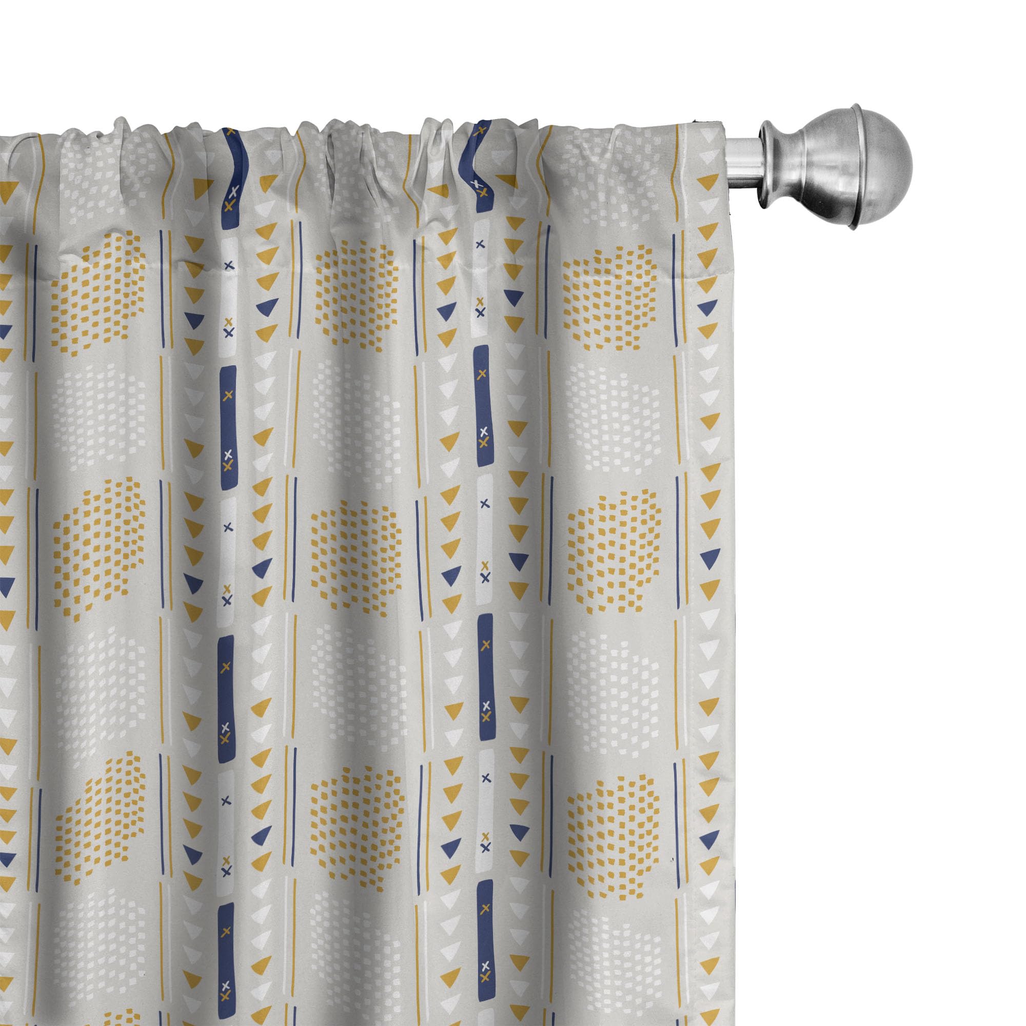 Ambesonne Yellow White Curtains, Abstract Geometric Window Panels 28x84