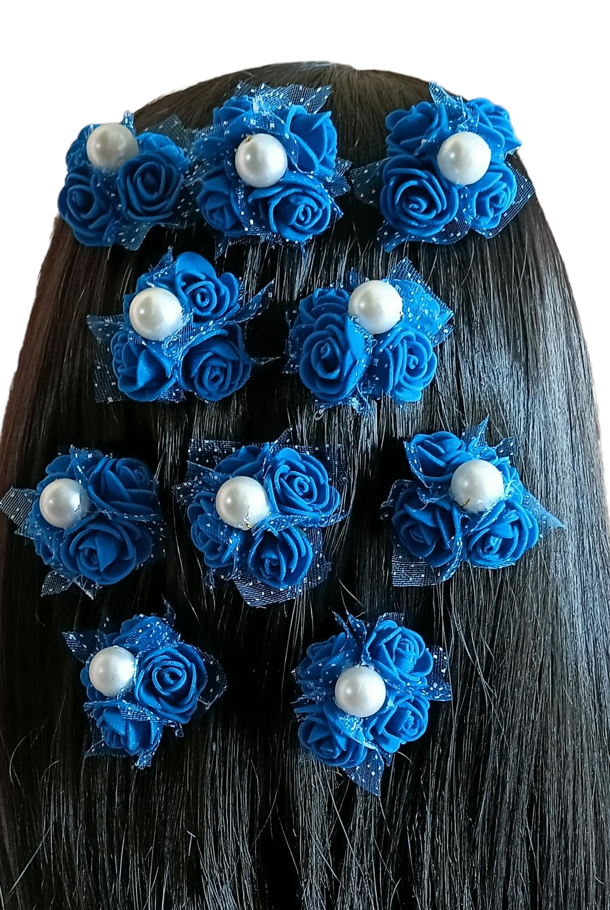 Royal Blue Peaches & Pink Center Pearl Juda Pins - Pack of 12 for Bridal Hair Accessories, Wedding Jewelry, and Special Occasion Outfits
