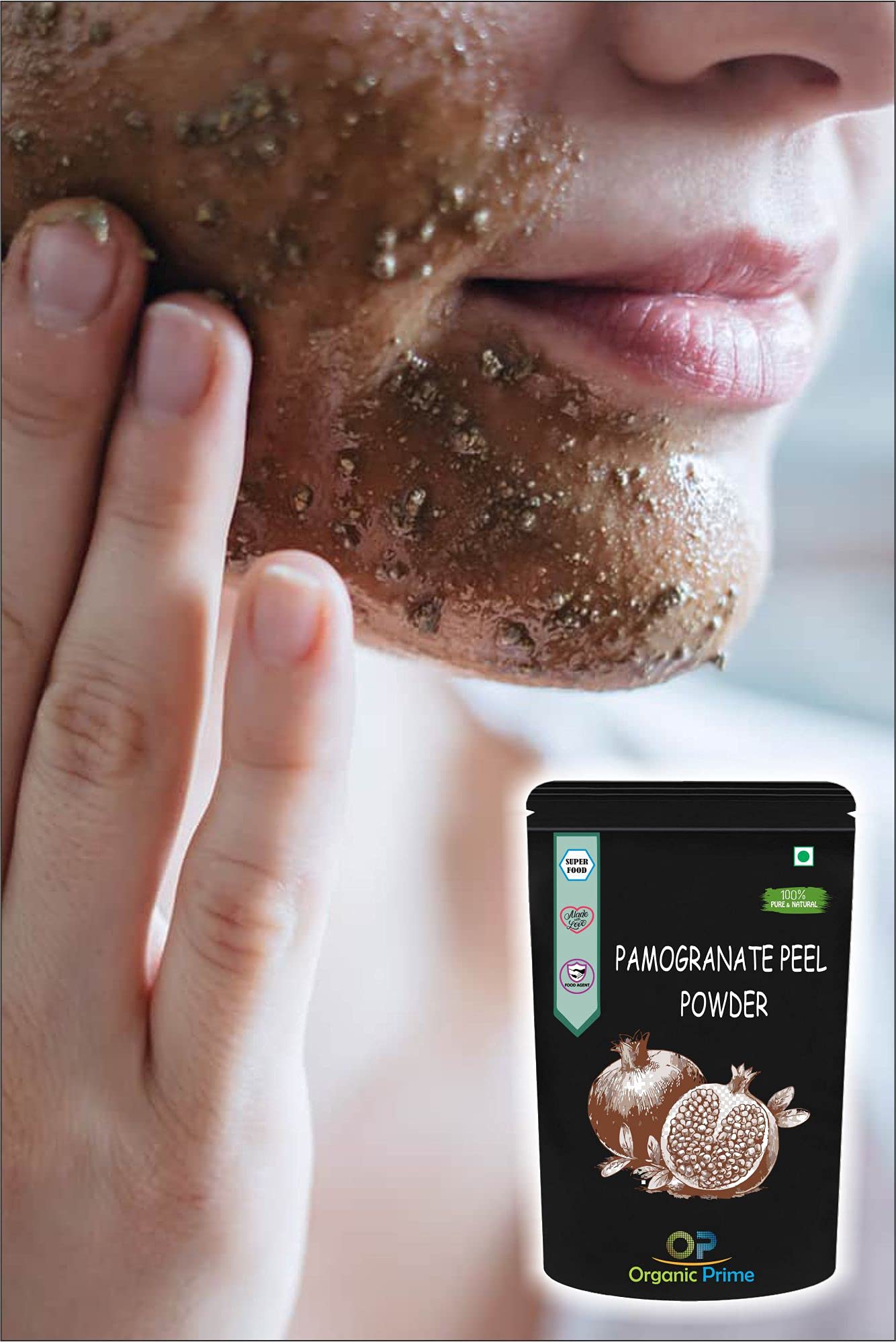 Organic Pomegranate Peel Powder (Punica Granatum) 100g - Natural Face Mask, Hair Treatment for Acne & Hair Fall Control | DIY Skincare & Haircare for Glowing Skin & Healthy Hair