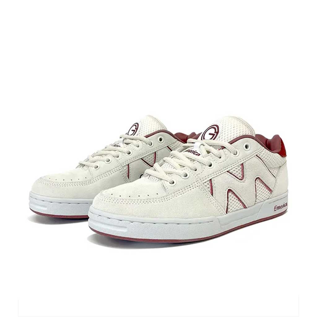 Emerica OG 1 Skate Shoes - White/Burgundy Colorway | Classic Skateboard Sneakers for Men | Perfect for Street Skating & Casual Wear