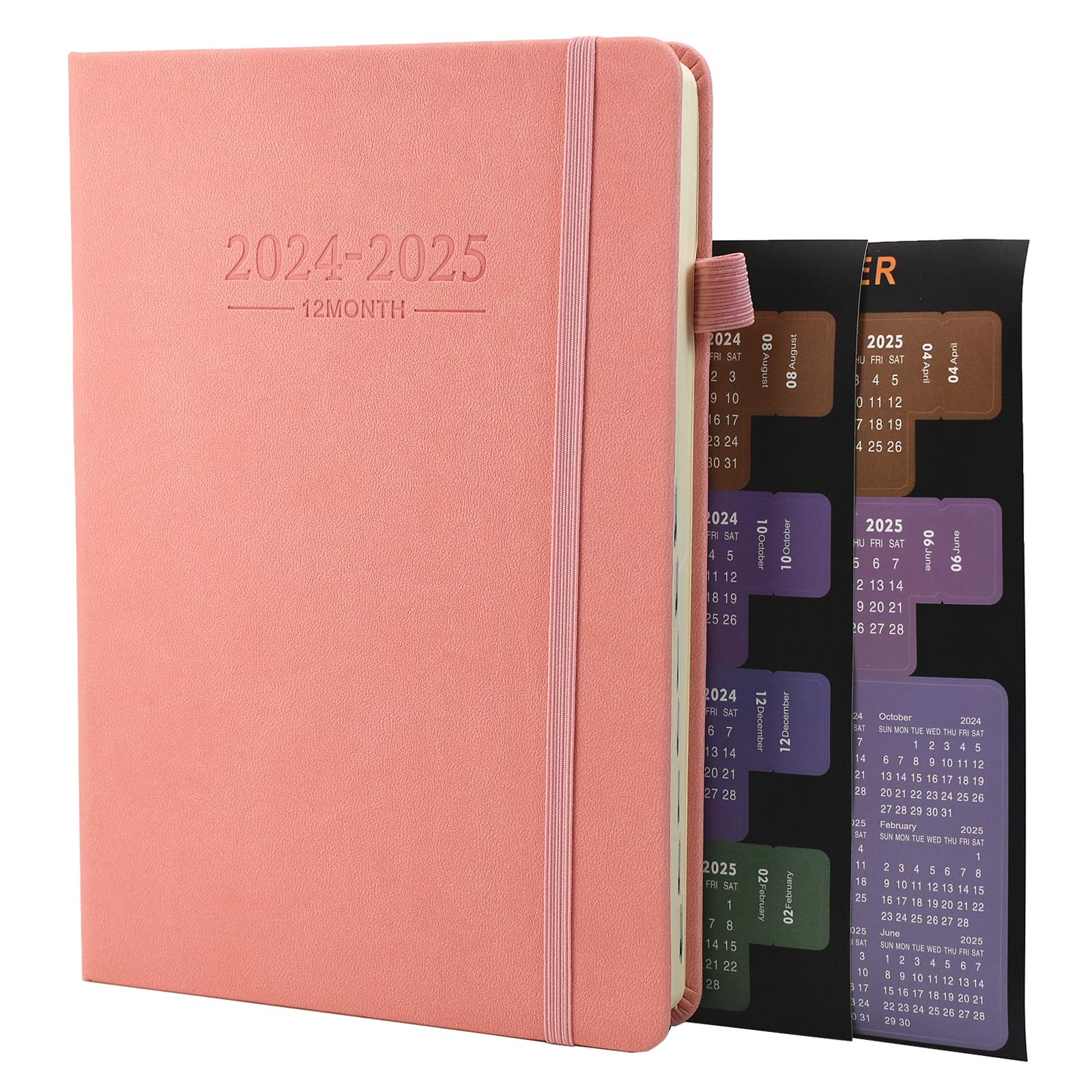 2024-2025 Academic Planner - A5 Daily Diary with Monthly Tabs (July 2024 to June 2025) | Productivity Organizer with Pen Loop, 2 Bookmarks & Inner Pocket | Perfect for Students, Teachers & Professionals (Pink)