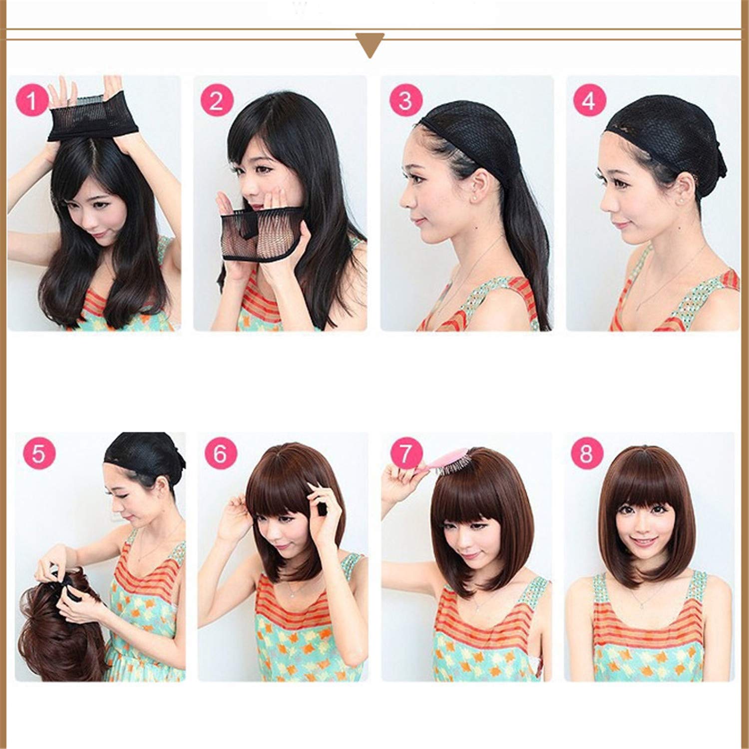 Andongnywell Lace Front Mid-Length Straight Wigs for Women - Synthetic Hair Wig for Cosplay, Costume & Daily Use - Natural Looking Hairpiece for Parties, Halloween & Everyday Wear