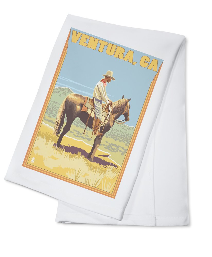 Ventura California Cowboy 100% Cotton Tea Towel - Decorative Hand Towel for Kitchen & Home - Perfect for Farmhouse Decor, Dish Drying & Country Style Gift