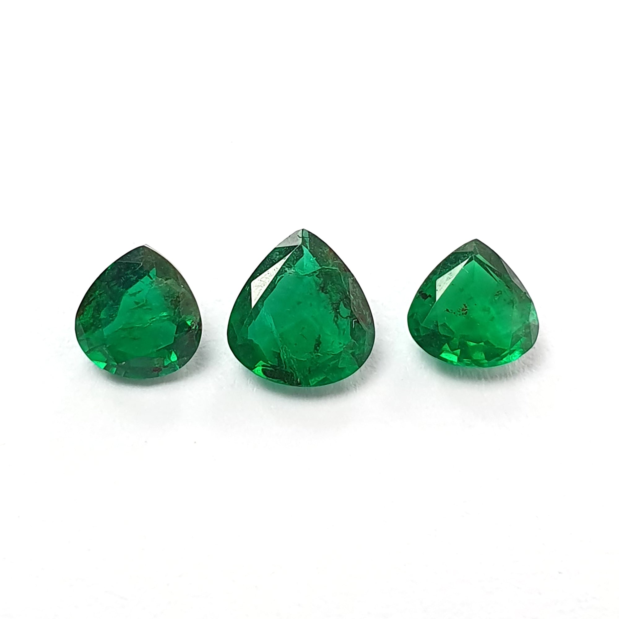 1.42ct Natural Green Emerald Heart Cut Gemstone Set - 3pc Untreated Unheated Fancy Emerald Jewelry for Engagement Rings & Pendant Necklaces