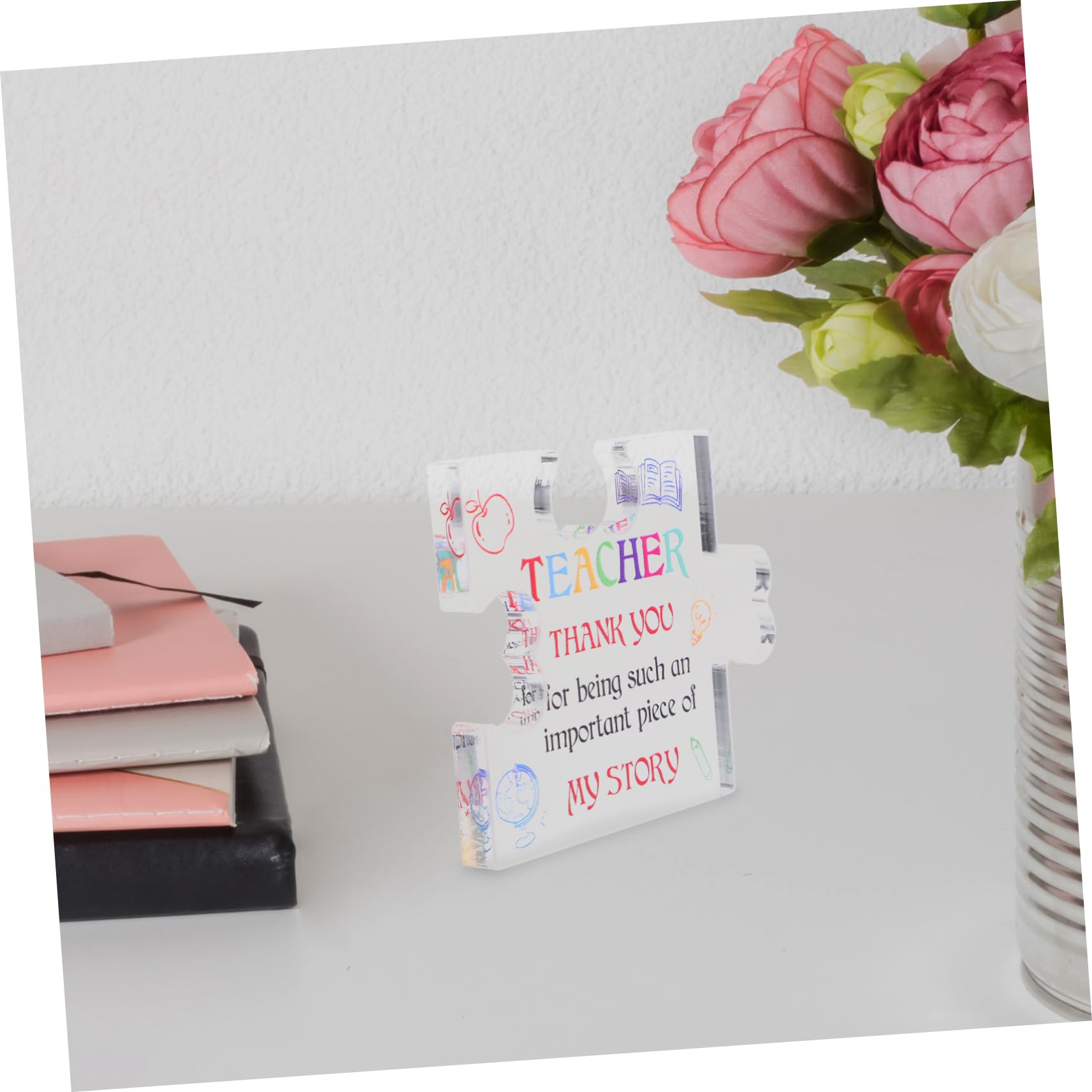 Lurrose Acrylic Puzzle Ornament Sign - Elegant Desk Decor for Teacher's Day Gift | Perfect for Classroom, Office & Home Decorations