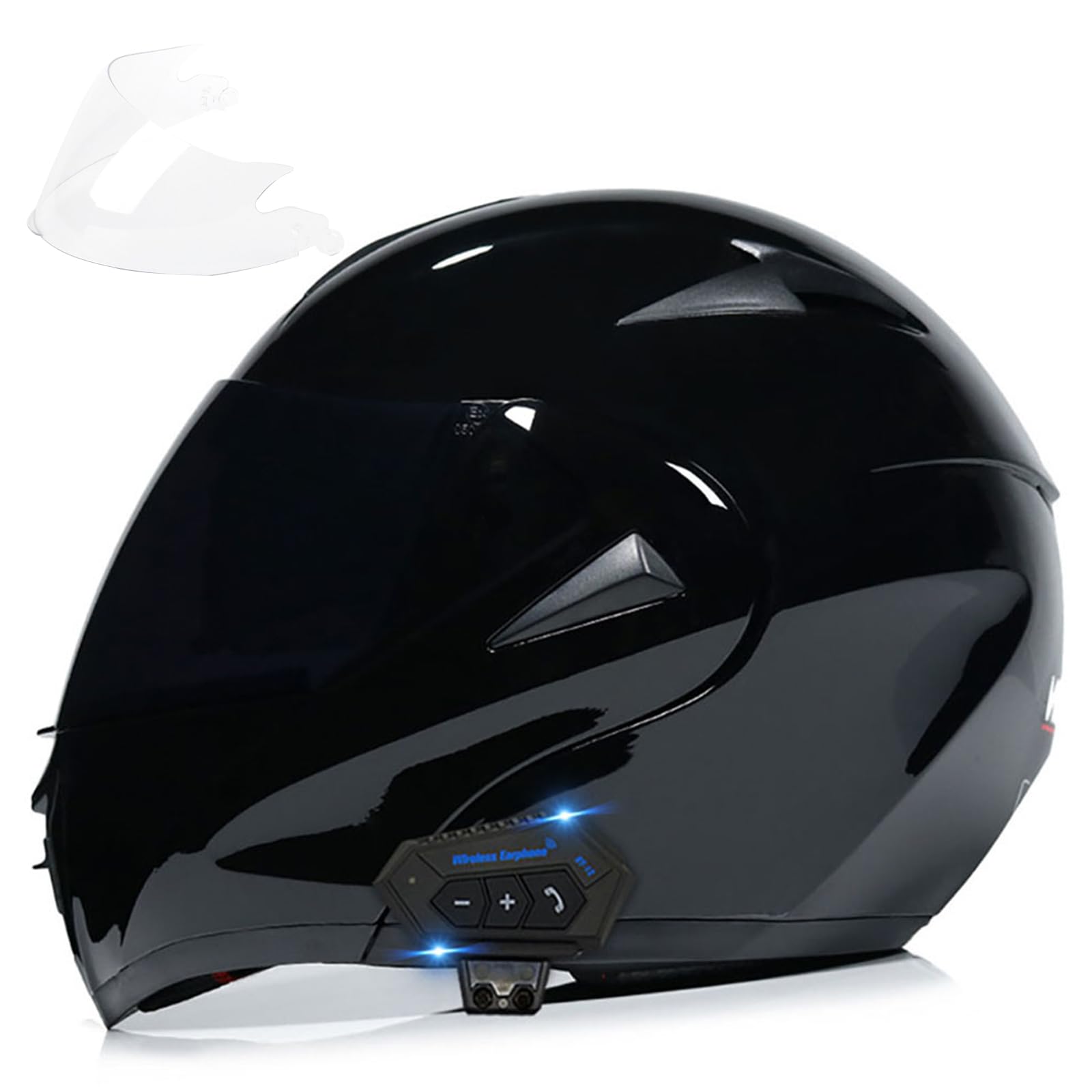 DOT Approved Bluetooth Modular Motorcycle Helmet with Dual Visor - Full Face Flip Up Helmet with Integrated Bluetooth for Men & Women - Perfect for Commuting, Touring and Long Rides