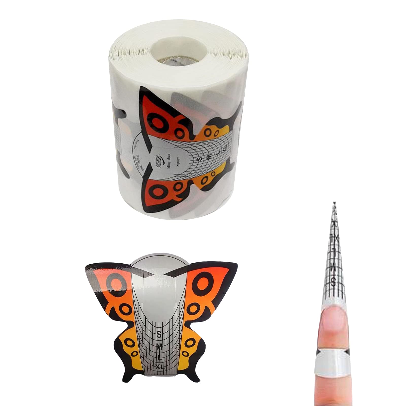 100pcs Butterfly-Shaped Self-Adhesive Nail Forms for Acrylic Nails & Gel Extensions - Orange Butterfly Design | Perfect for Salon, DIY Manicures & Nail Art at Home
