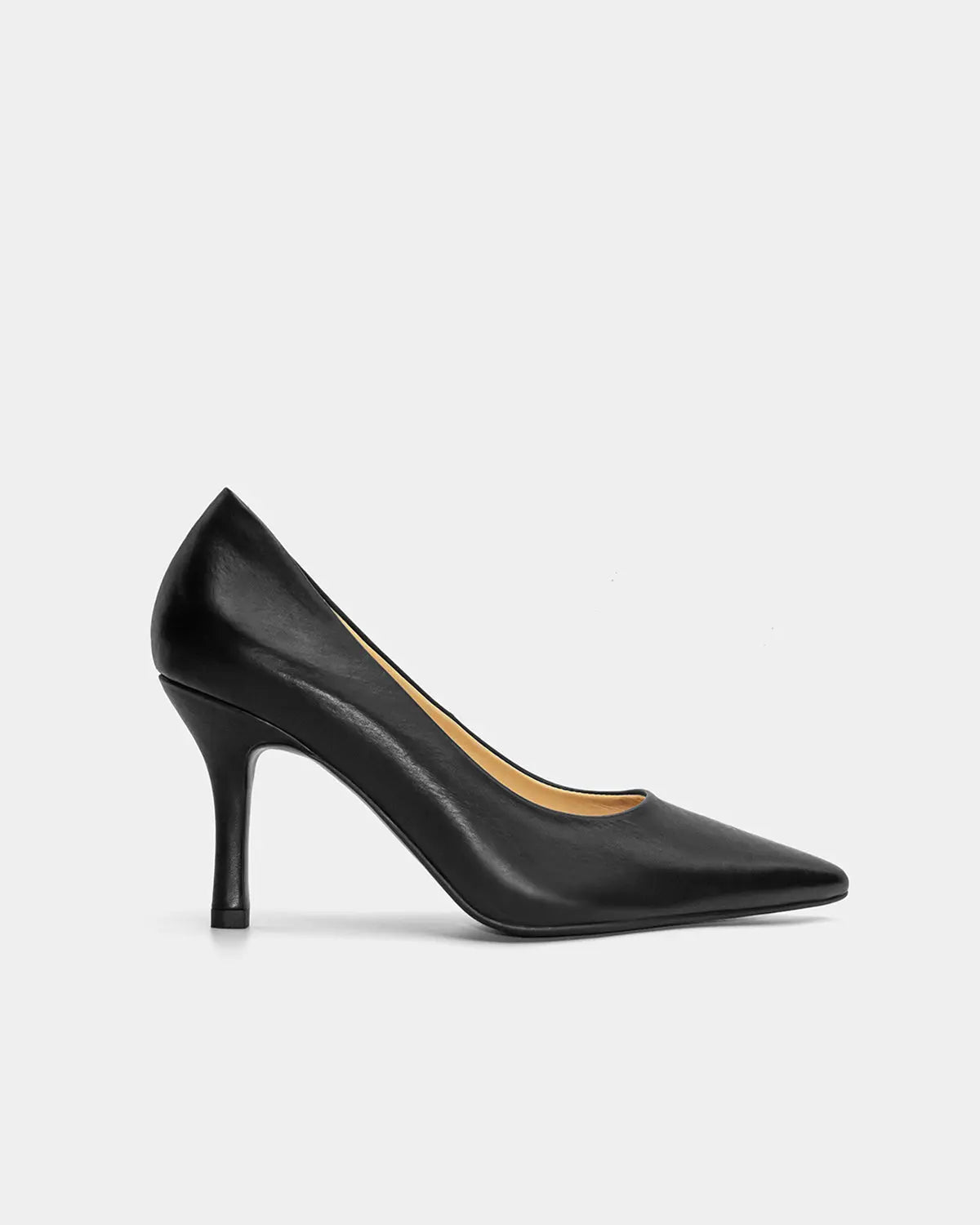 Black Calfskin Leather Classic Pumps for Women - Elegant Pointed Toe High Heels for Office, Wedding & Formal Events