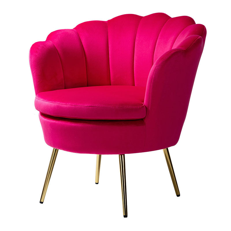 Evelia Velvet Scalloped Barrel Chair - Luxurious Velvet Accent Chair with Curved Back for Living Room, Bedroom & Office - Perfect for Reading Nook, Lounge Area or Home Decor