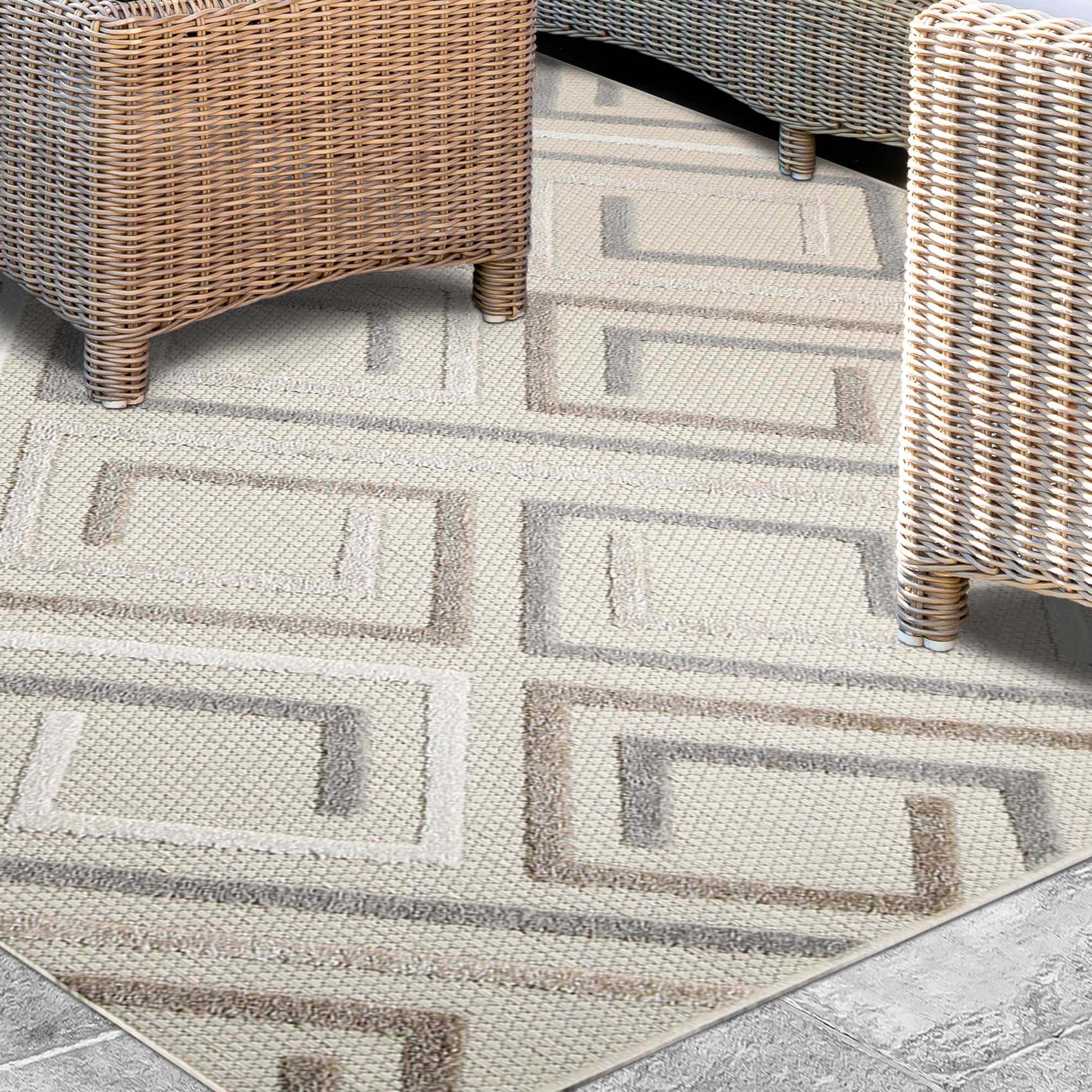 Stylish Geometric Modern Indoor Outdoor Area Rug - Perfect for Living Room, Patio, and Bedroom Decor