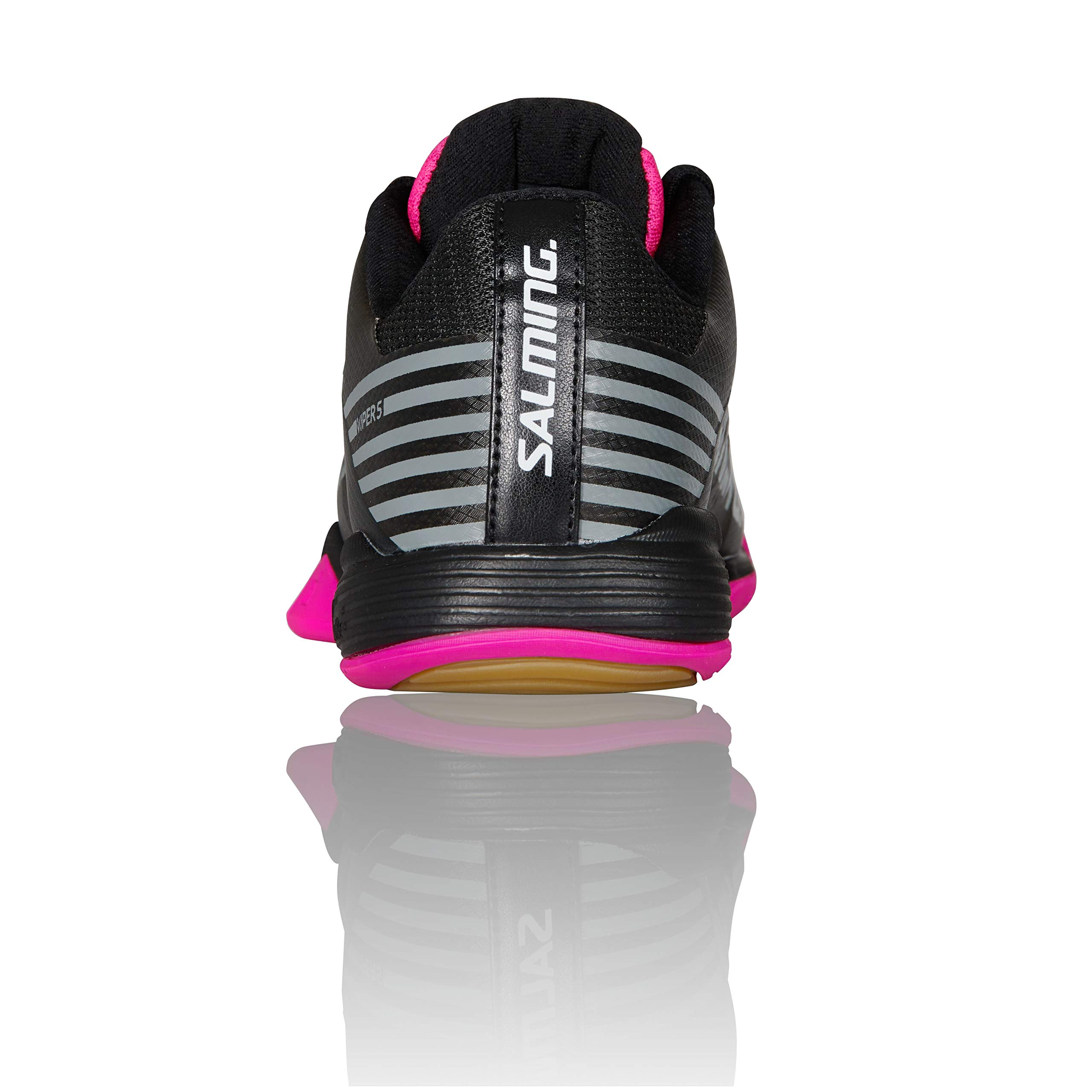 Salming Women's Viper 5 Indoor Court Sports Shoes - Volleyball, Badminton & Squash Shoes for Women - Lightweight & Breathable - Black/Pink Jewel - Size 9.5 - Perfect for Indoor Sports & Gym Training