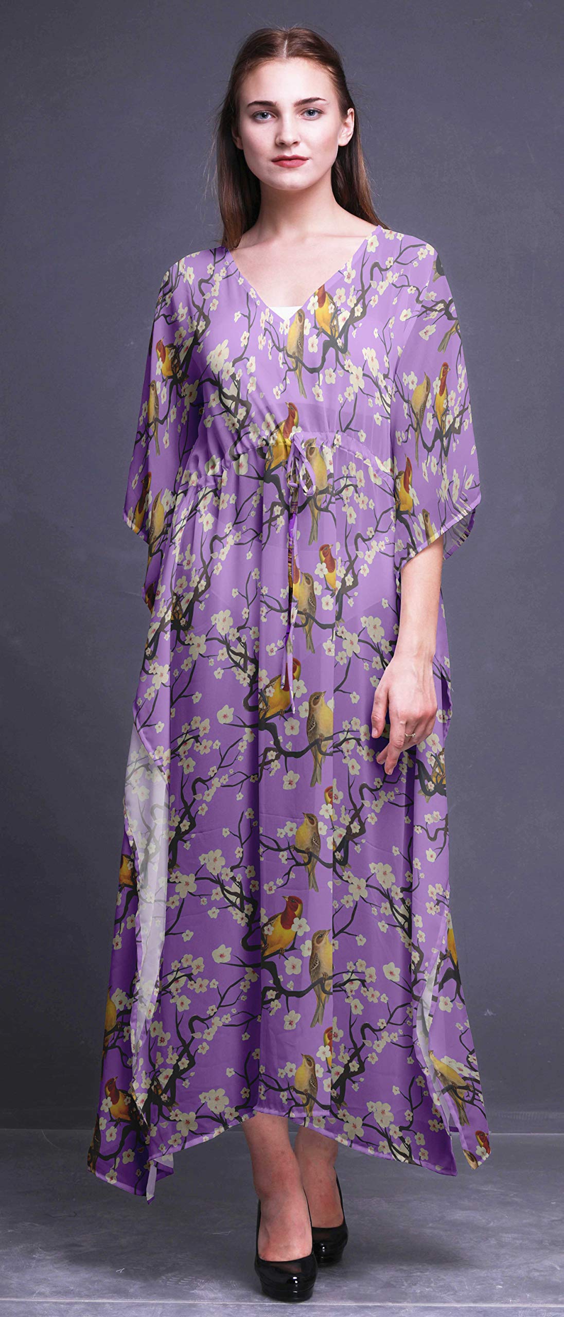 Bimba Beach Kaftan - Women's Flowy Maxi Dress Bikini Cover Up, Long Summer Kimono Caftan for Pool, Vacation & Boho Chic Outfits
