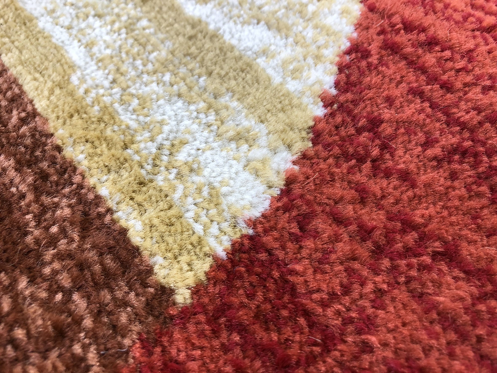 Burgundy Orange Geometric Abstract Modern Area Rug - 7'10
