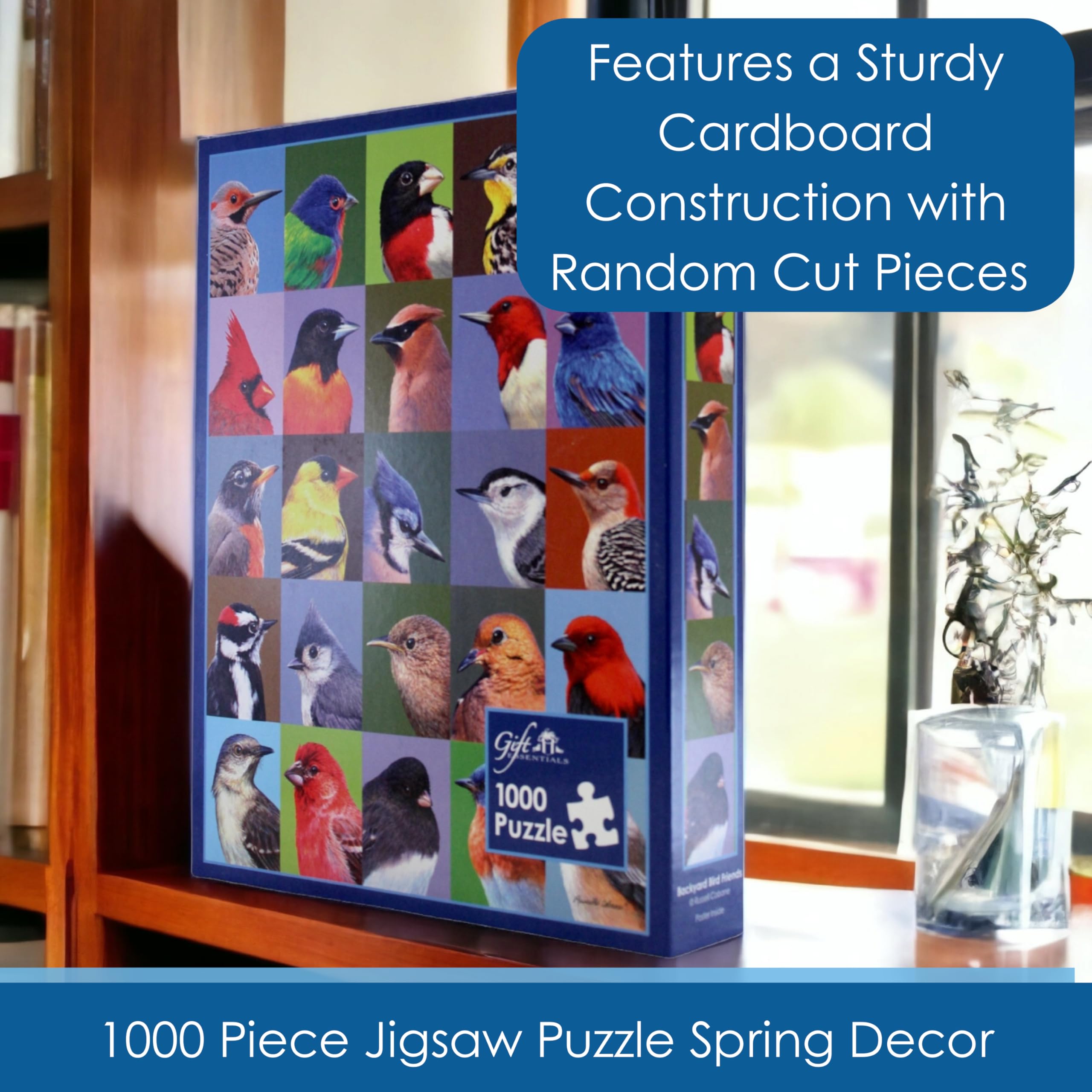 1000 Piece Jigsaw Puzzle - Backyard Bird Friends Collage - Challenging Puzzle for Adults & Kids - Perfect for Family Game Night & Educational Activity