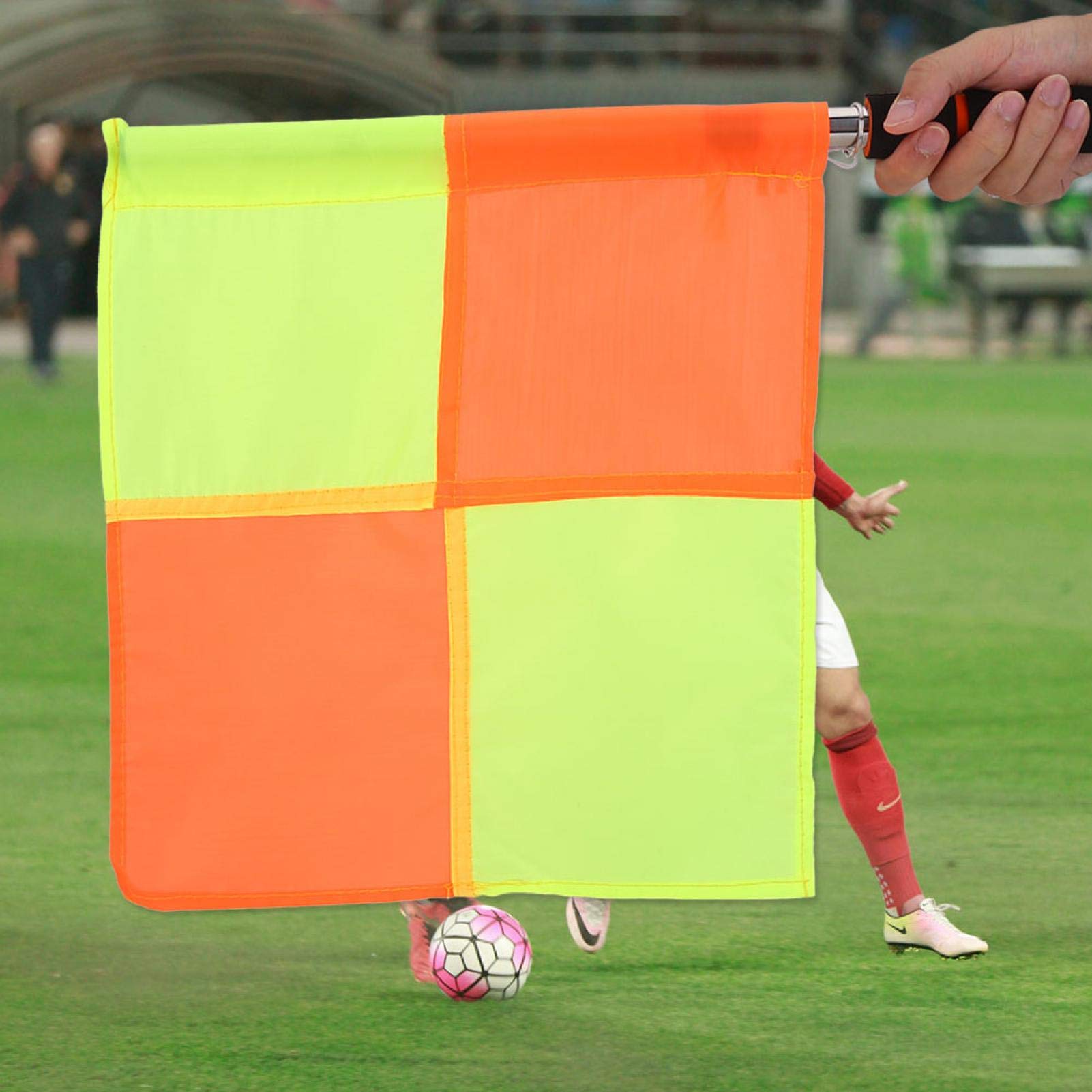 2 Pack Soccer Referee Flags with Sponge Handle - Football Linesman Flags for Sports Matches, Training, Track & Field - Ideal for Soccer, Football, Hockey Games and Practice Sessions