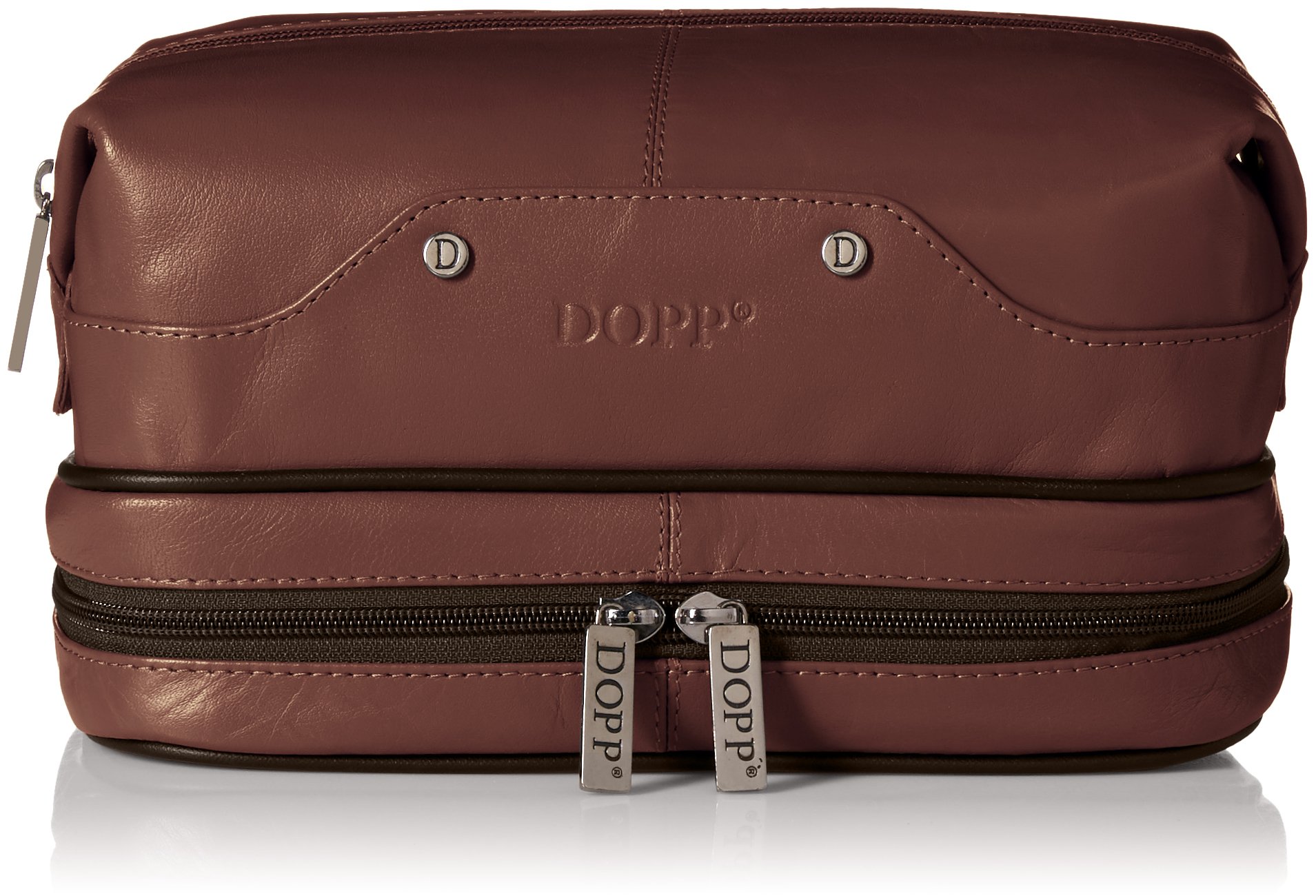 Dopp Men's Veneto Leather Travel Toiletry Bag - Brown One Size Washable Shaving Kit for Business Trips & Vacation Packing Essentials