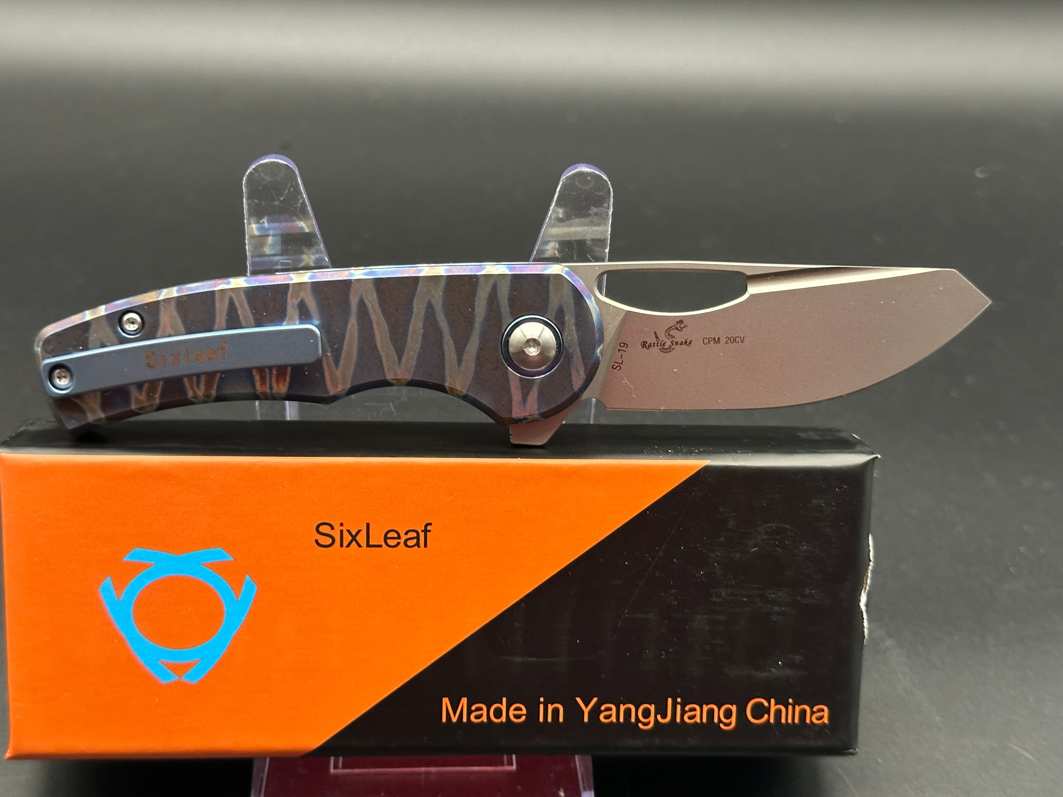 Sixleaf SL 19 Fire Pocket Knife - 20CV Blade & TC4 Titanium Handle - EDC Folding Knife for Camping, Hiking and Outdoor Survival