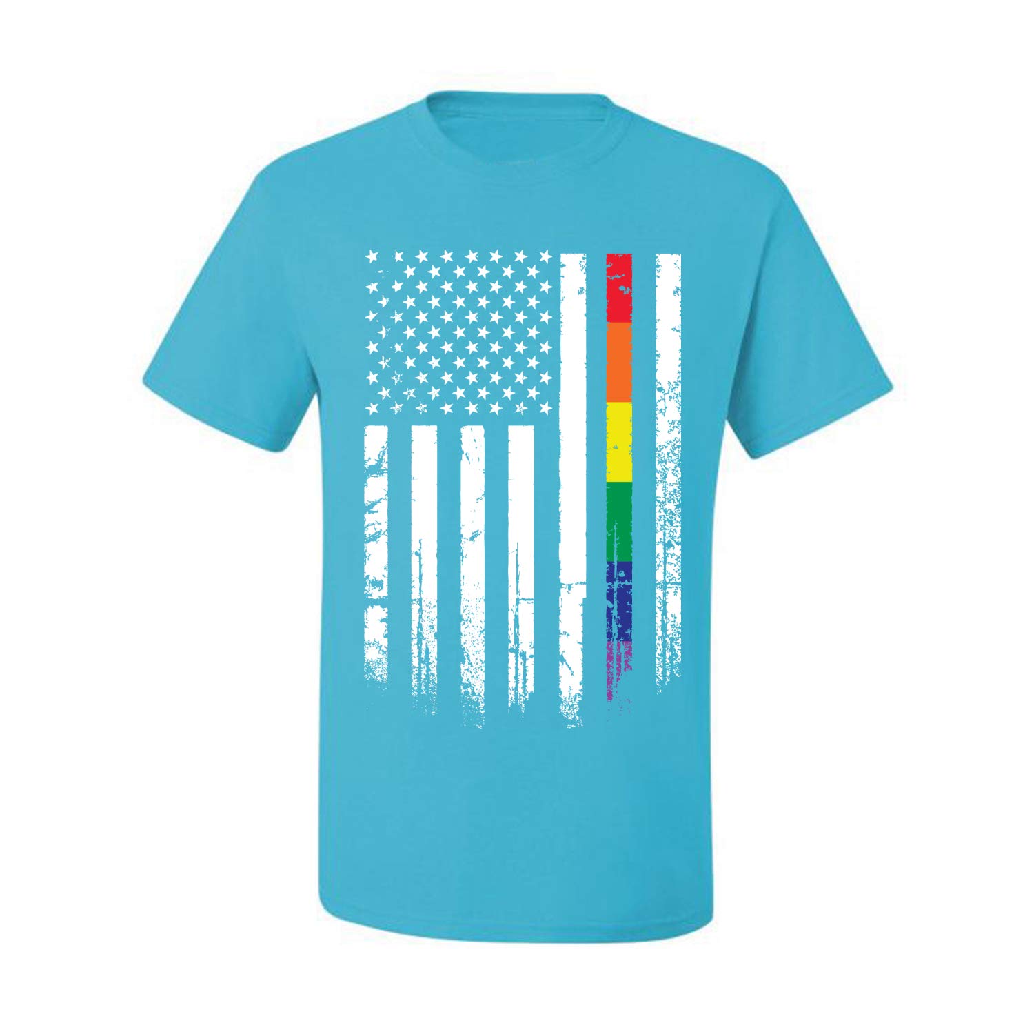 USA Gay Pride Rainbow American Flag LGBT Graphic T-Shirt for Men - Comfortable Cotton Tee for Pride Parades, LGBTQ+ Events & Everyday Wear