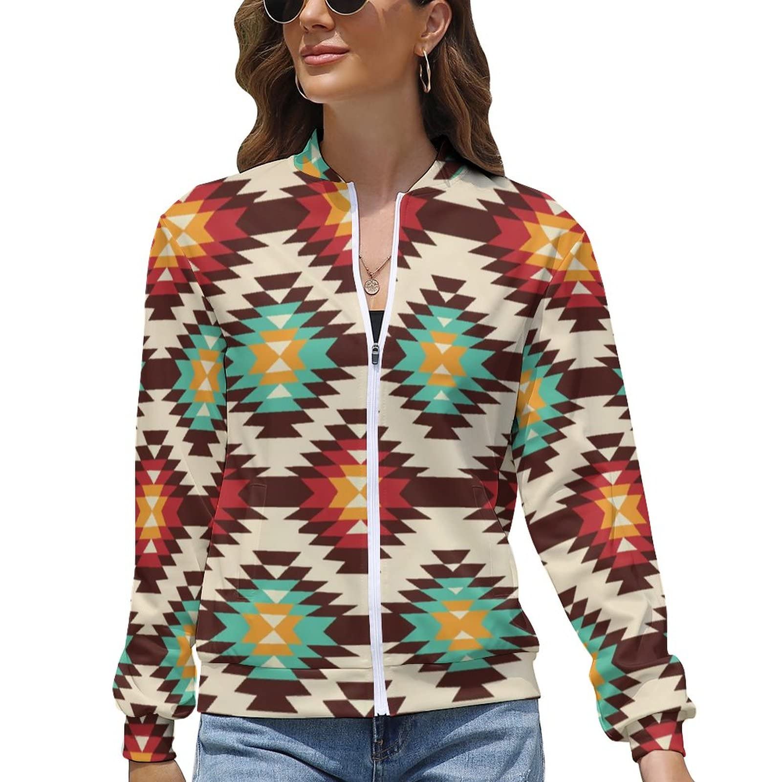 DOUBLE WINGS Women's Lightweight Full-Zip Soft Fleece Jacket - Classic Fit Sweatshirt for Spring & Fall - Casual Outerwear for Everyday Wear (XS-XL)