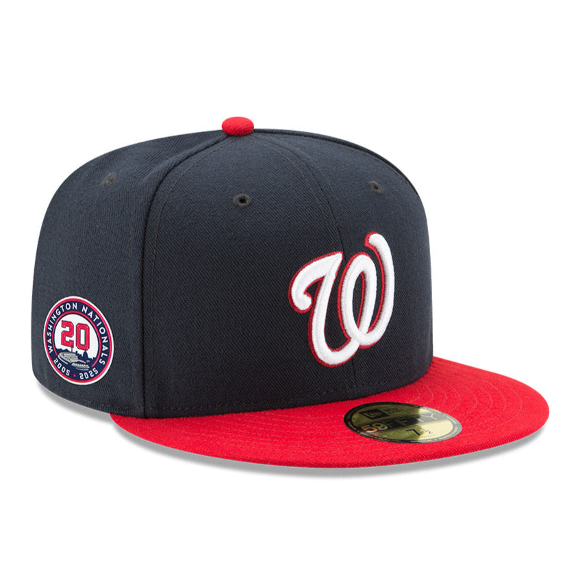 New Era 59Fifty Washington Nationals 20th Anniversary Patch Alternate Baseball Cap - Navy & Red - Officially Licensed MLB Hat for Fans & Collectors - Perfect for Games, Tailgating & Everyday Wear