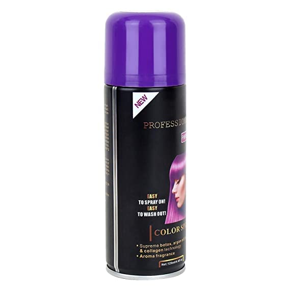 Huda Professional Purple Hair Spray with Botox, Argan Oil, Keratin & Collagen - Long-Lasting Color & Shine (125ml) - Easy to Apply & Wash Out - Perfect for Parties, Cosplay & Creative Hairstyles