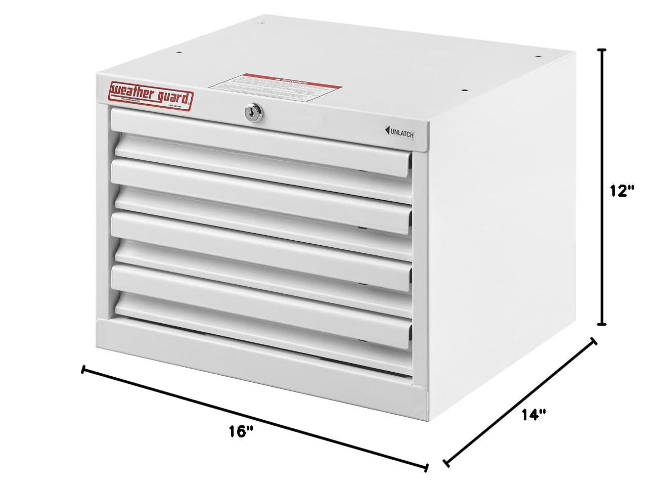 Weather Guard 9914302 4-Drawer Tall Storage Cabinet in White - Perfect for Garage, Workshop, Office & Home Organization