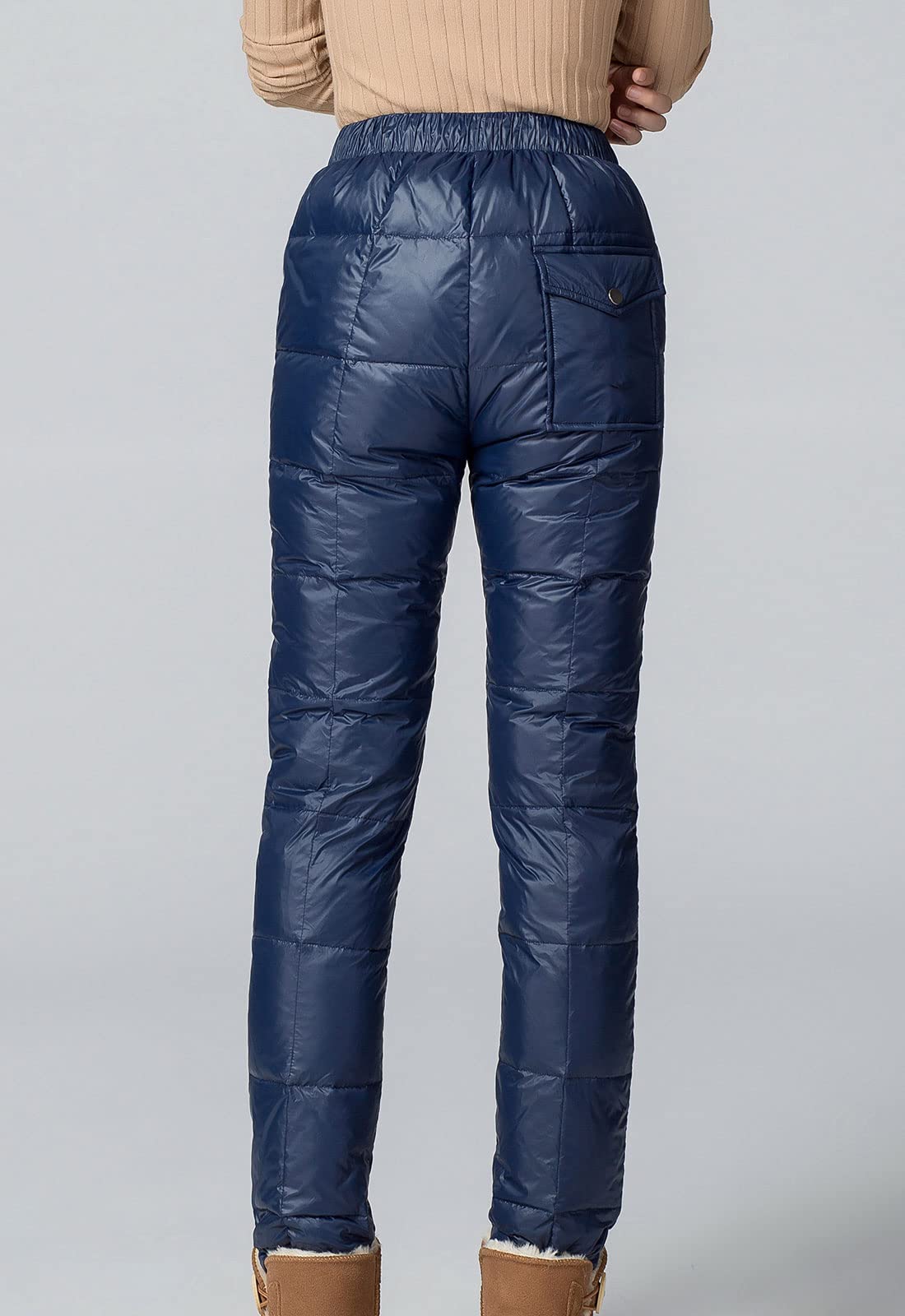 Flygo Women's Packable Winter Warm Snow Pants - Waterproof Insulated Ski Pants with Utility Pockets - Navy Blue - Perfect for Skiing, Snowboarding & Cold Weather Outdoor Activities