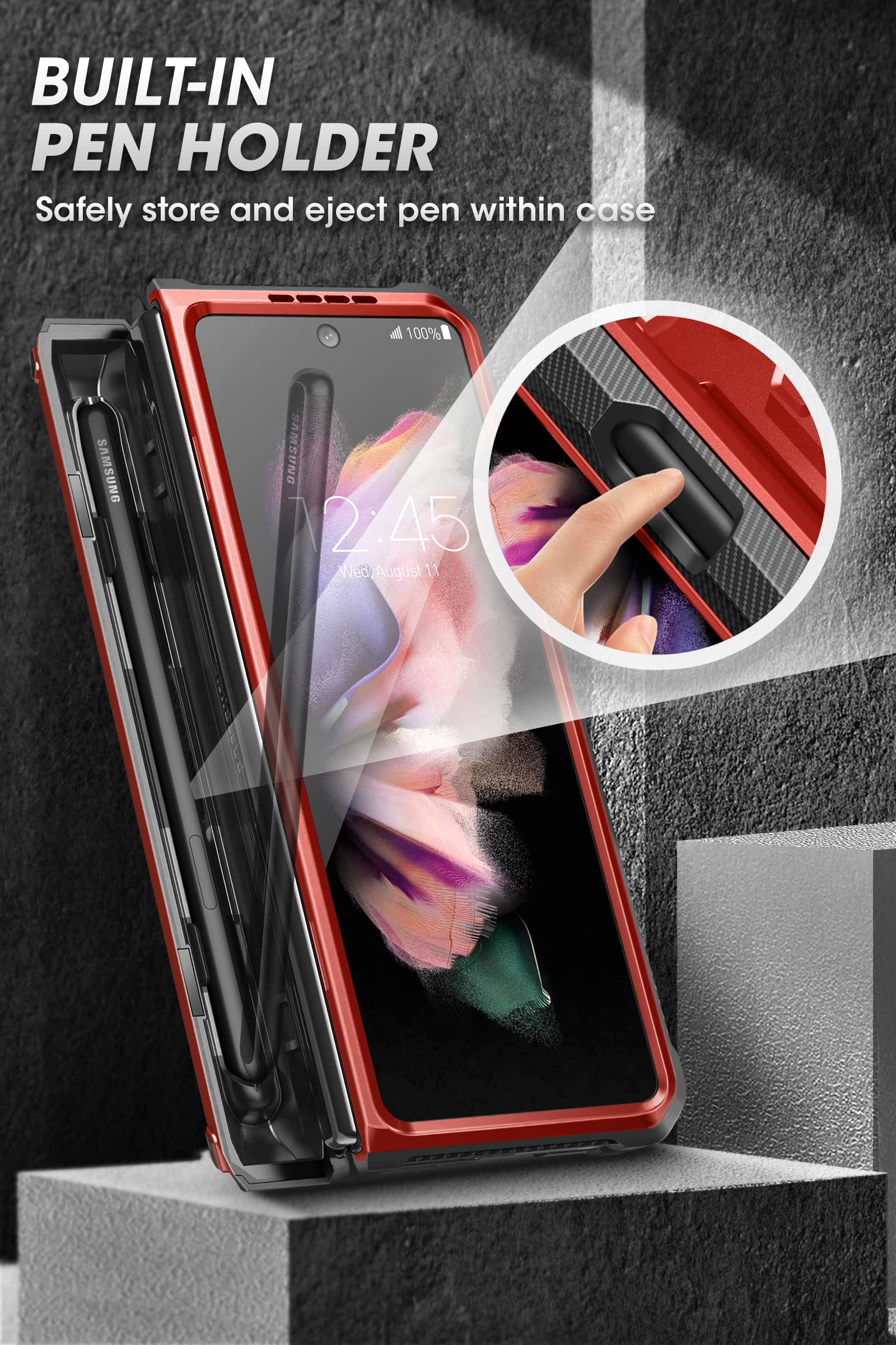 SUPCASE Unicorn Beetle Pro Case for Samsung Galaxy Z Fold 3 with S Pen Holder - Military Grade Protection, Built-in Screen Protector & Kickstand | Heavy Duty Protective Phone Cover for Work, Travel & Outdoor Activities
