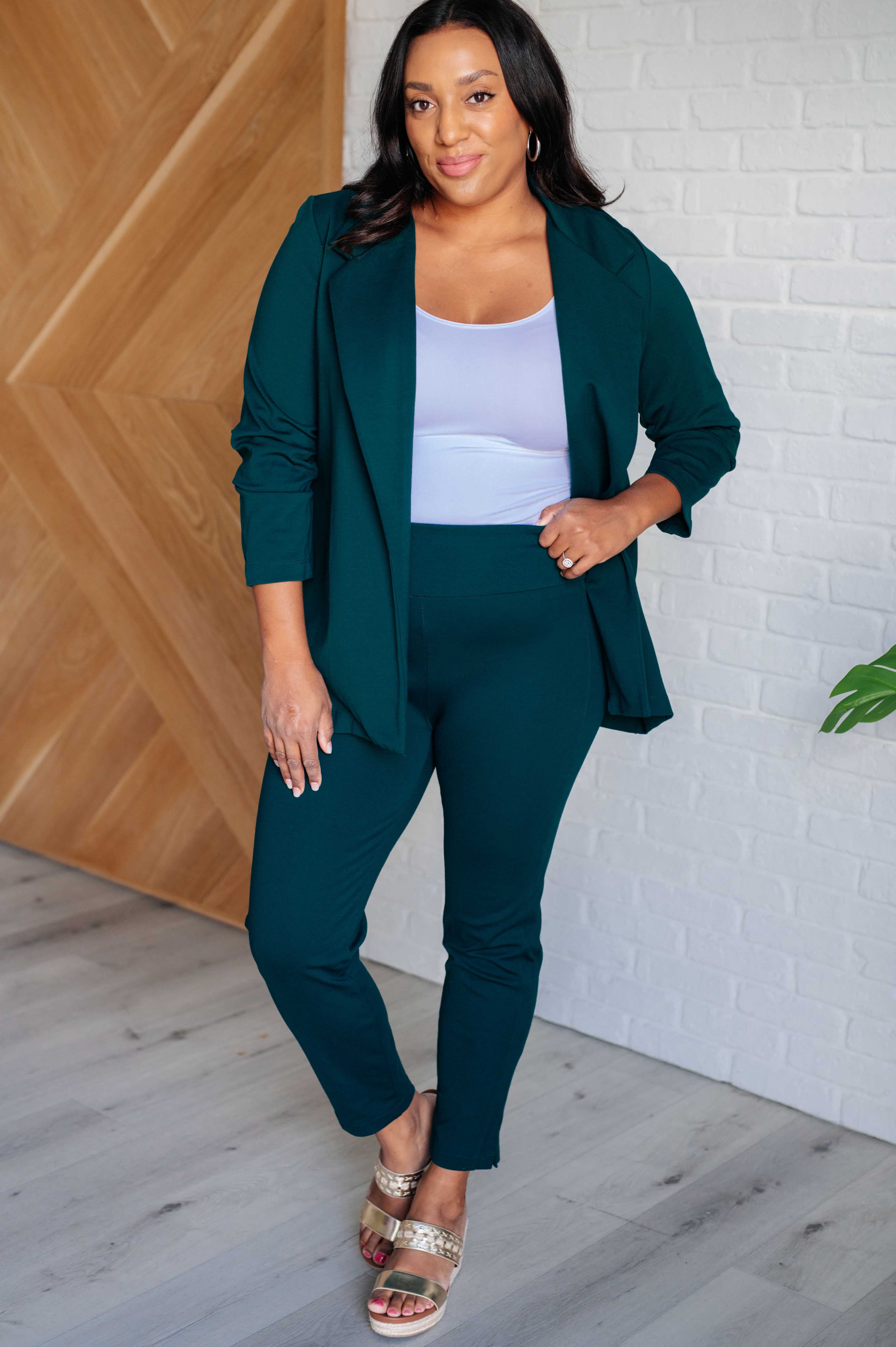 Magic Ankle Crop Skinny Pants for Women - Stretchy High Waist Leggings in Hunter Green | Perfect for Yoga, Workout & Casual Wear