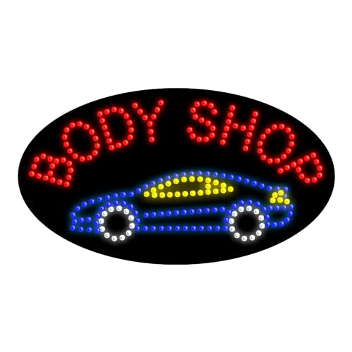 Body Shop LED Dots Sign #24428 - Bright LED Workshop Light for Automotive Repair & Home Garage - Perfect for Mechanics, DIY Projects & Emergency Lighting