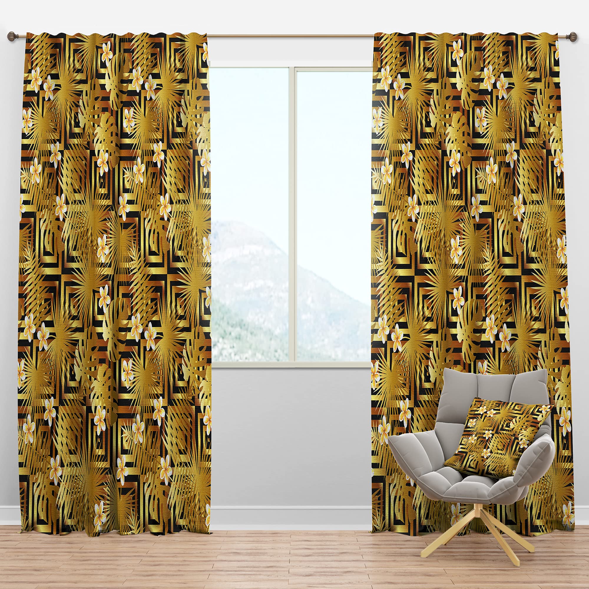 Modern Gold Luxury Blackout Curtains - Thermal Insulated Single Panel (52x108 inches) for Bedroom & Living Room - Elegant Window Drapes for Light Blocking & Energy Savings | Perfect for Home Theater, Nursery & Shift Workers