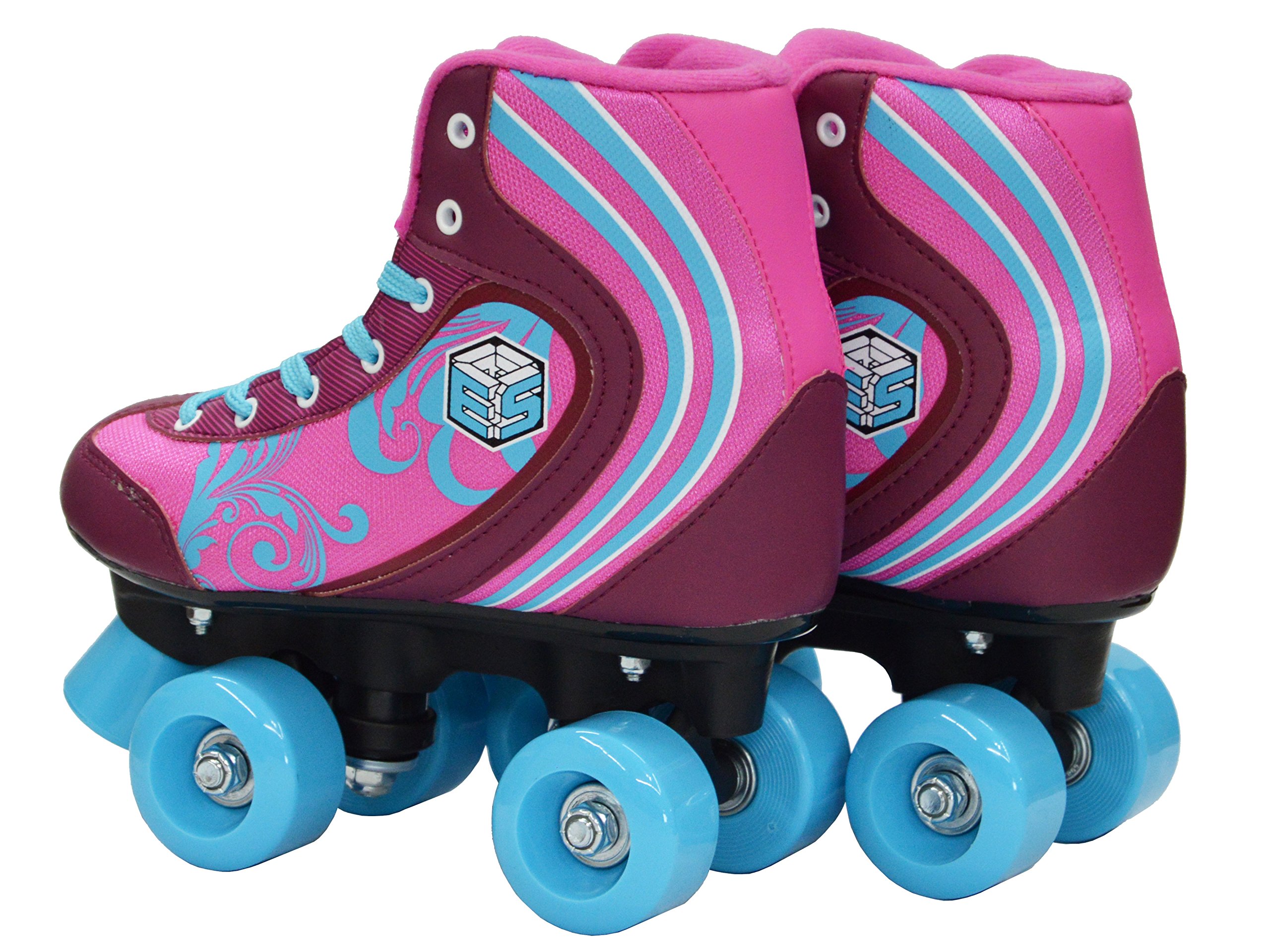 **Epic Cotton Candy Quad Roller Skates for Women & Girls - Pink & Blue with 2 Pairs of Laces - Retro Style Outdoor & Indoor Skating, Rink, Park, Fitness Fun**