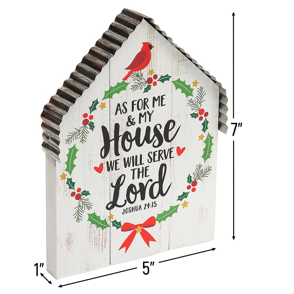 Joshua 24:15 Christmas Tabletop Sign - Religious Holiday Decor for Christian Celebrations, Home & Church Decoration - Perfect for Mantels, Tables, Christmas Displays & Gifts - Inspirational Seasonal Decor for Family Gatherings & Faith-Based Events