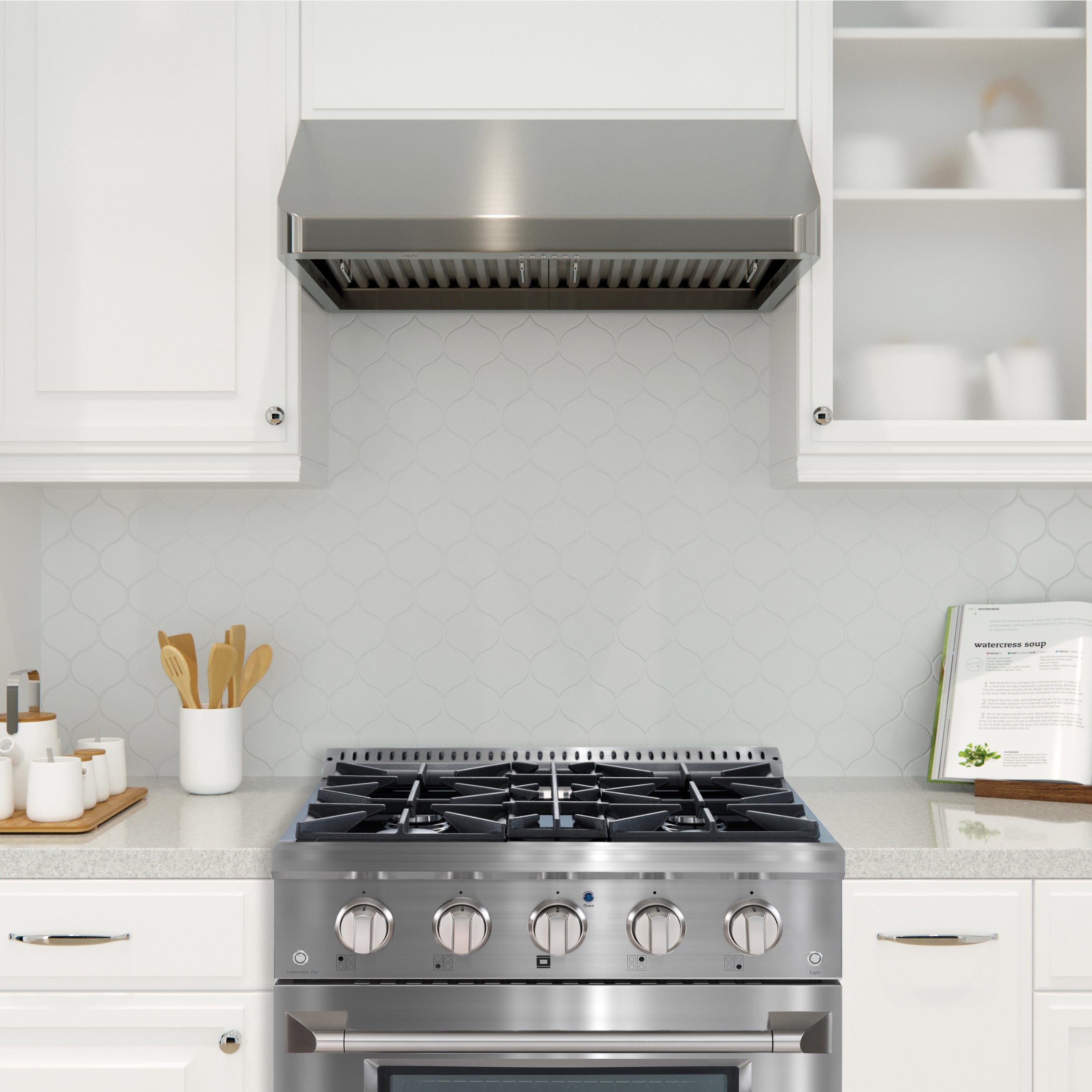 Ancona 30 Inch 4.2 Cu. Ft. Stainless Steel Gas Range with 4 Burners & Convection Oven - Perfect for Home Kitchen Cooking, Baking, and Family Meals