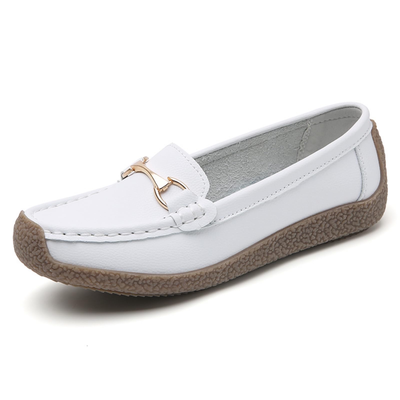 Rodawu Women's Leather Loafers - Comfortable Moccasin Flat Shoes for Casual Walking, Driving & Nursing | Stylish Boat Shoes for Everyday Wear & Work