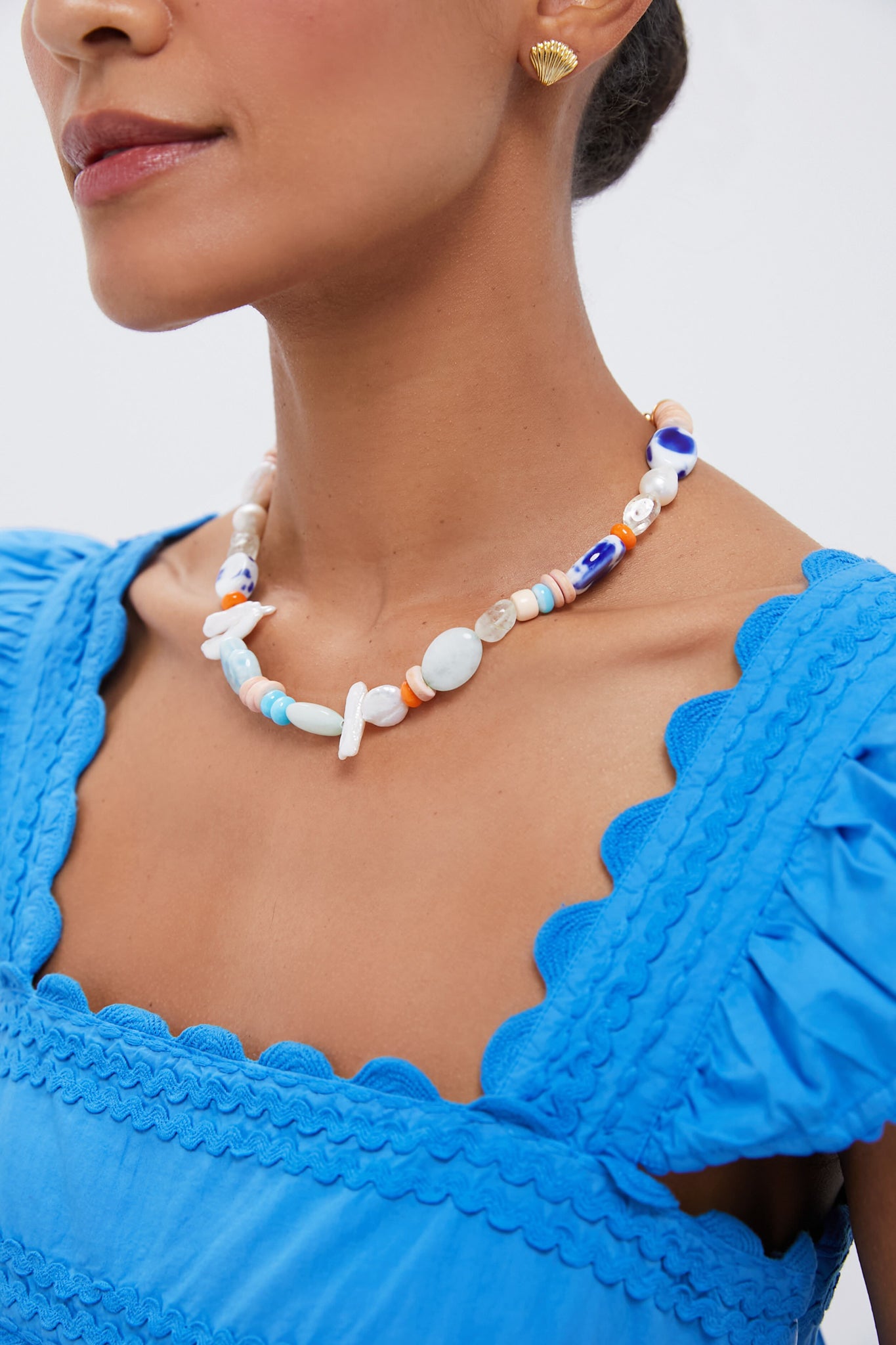 Blue Multi Lupe Necklace - Elegant & Stylish Pendant for Women | Perfect for Parties, Weddings & Everyday Wear